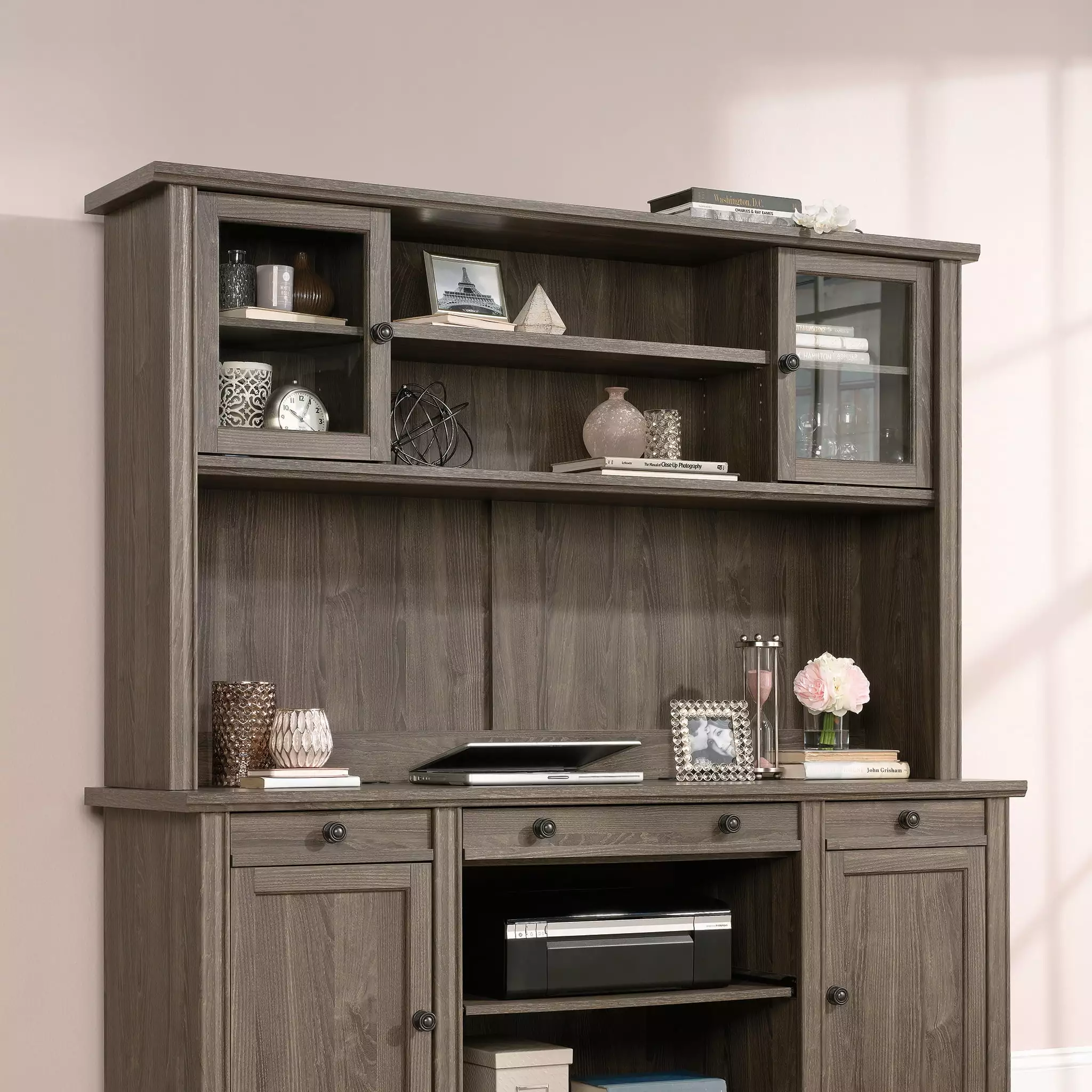 Sauder Hammond 2-Shelf Hutch Emery Oak Finish