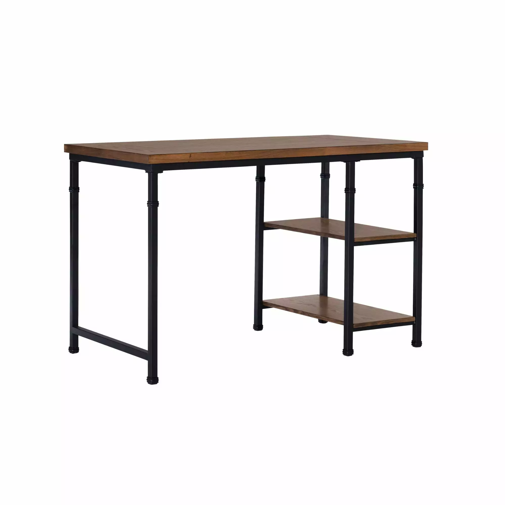 Contemporary Home Living Industrial Two Shelf Desk 45 Inches Brown and Black