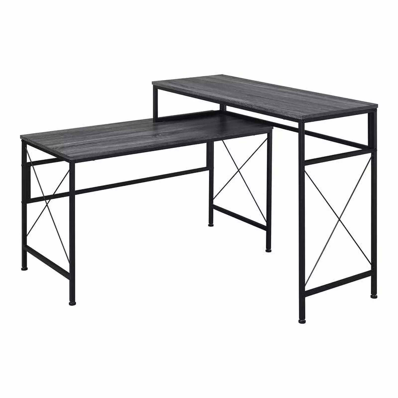 Furniture America Washall Industrial Wood Computer Desk USB Gray