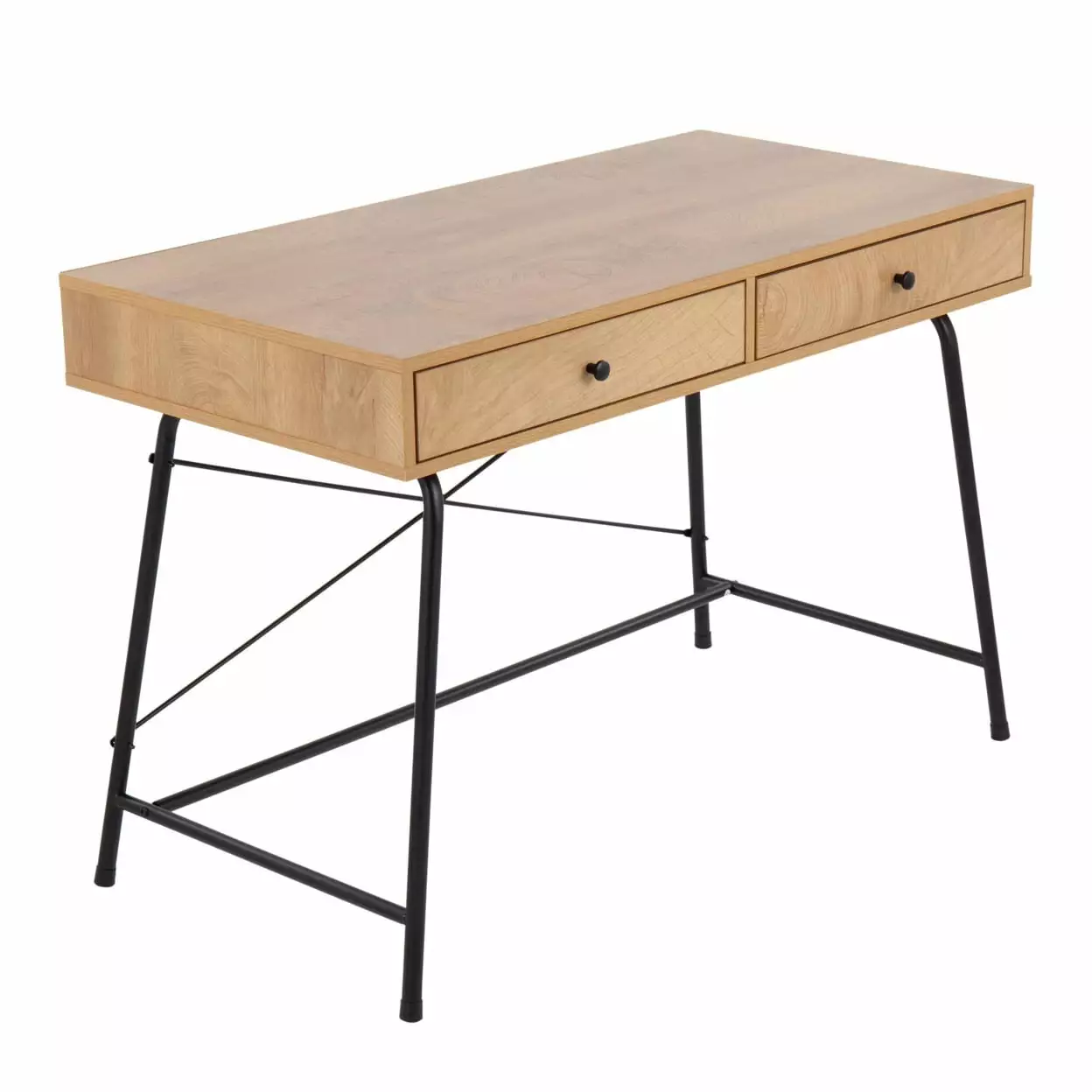Casper Industrial Desk Black Steel and Brown Wood - Indoor Home Office Furniture LumiSource