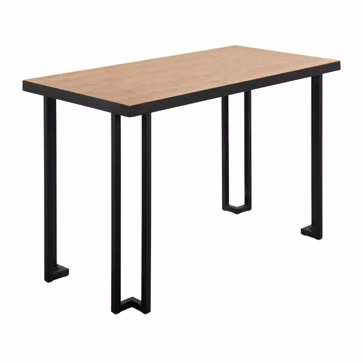 Home Roman Industrial Desk Black Steel Natural Wood Top Modern Office Furniture LumiSource