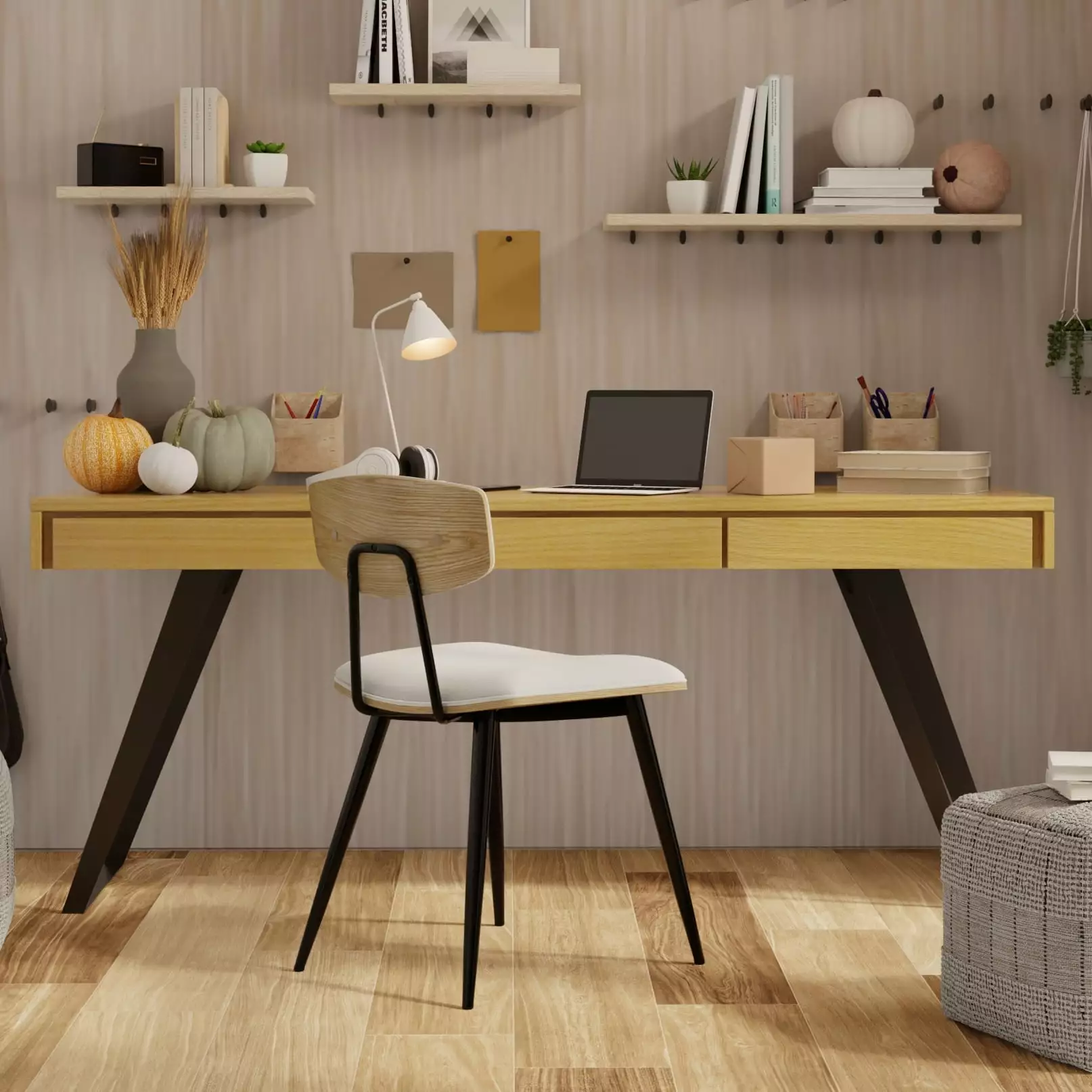 Simpli Home Lowry Modern Industrial 72 Inch Wide Large Desk Oak - Spacious Workstation