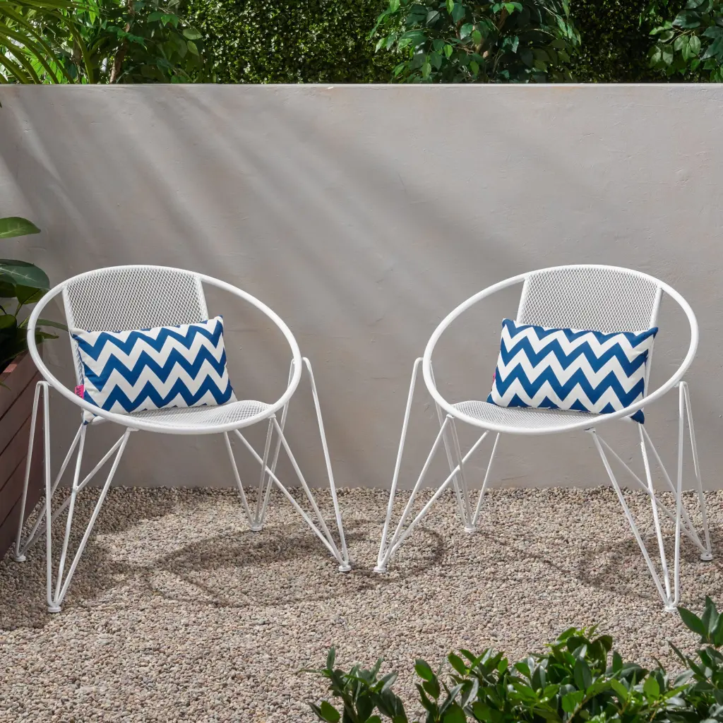 Georgia Chair Set 2 White Iron nh-perfect home