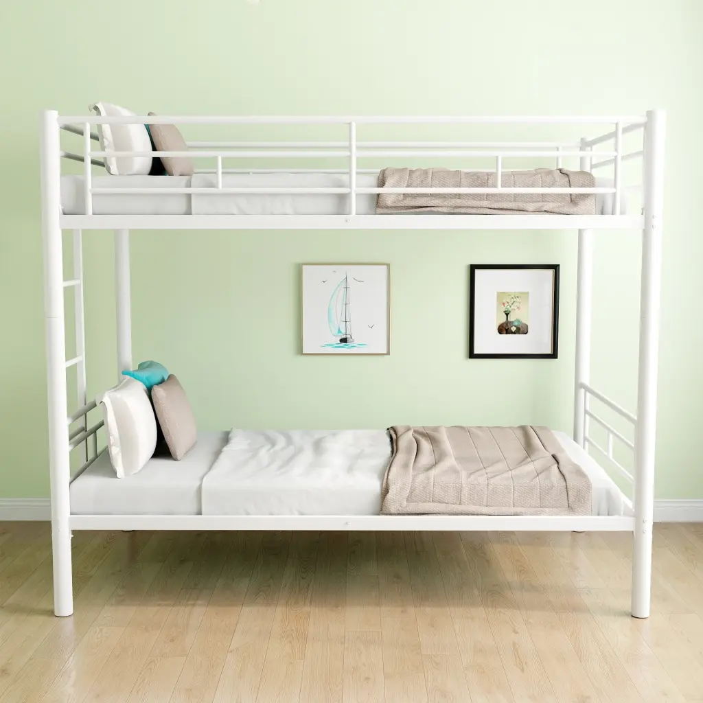 Twin Over Twin Bunk Bed Ladder And High Guardrail Convertible rnb