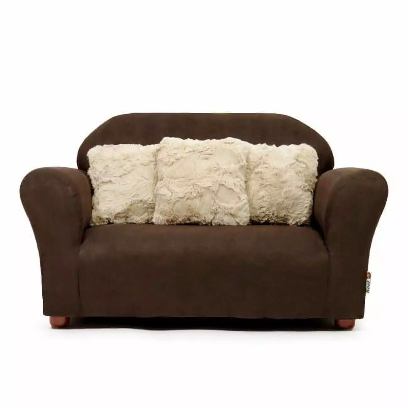 Plush Childrens Sofa Khaki Accent Pillows Brown 32 x 18 x 18 Kids Furniture KD Gabinete
