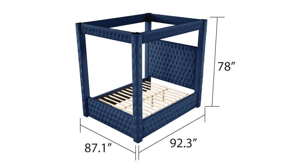 Monica Opulent Four Poster King Bed Made Wood Navy Box Spring galaxy home furnishings