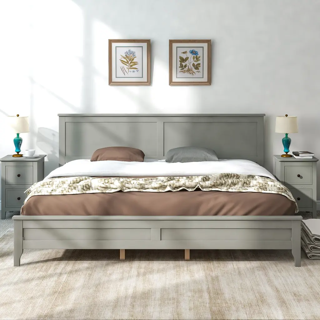Modern Gray Solid Wood King Platform Bed Storage Old Sku Wf283526Aae bed best