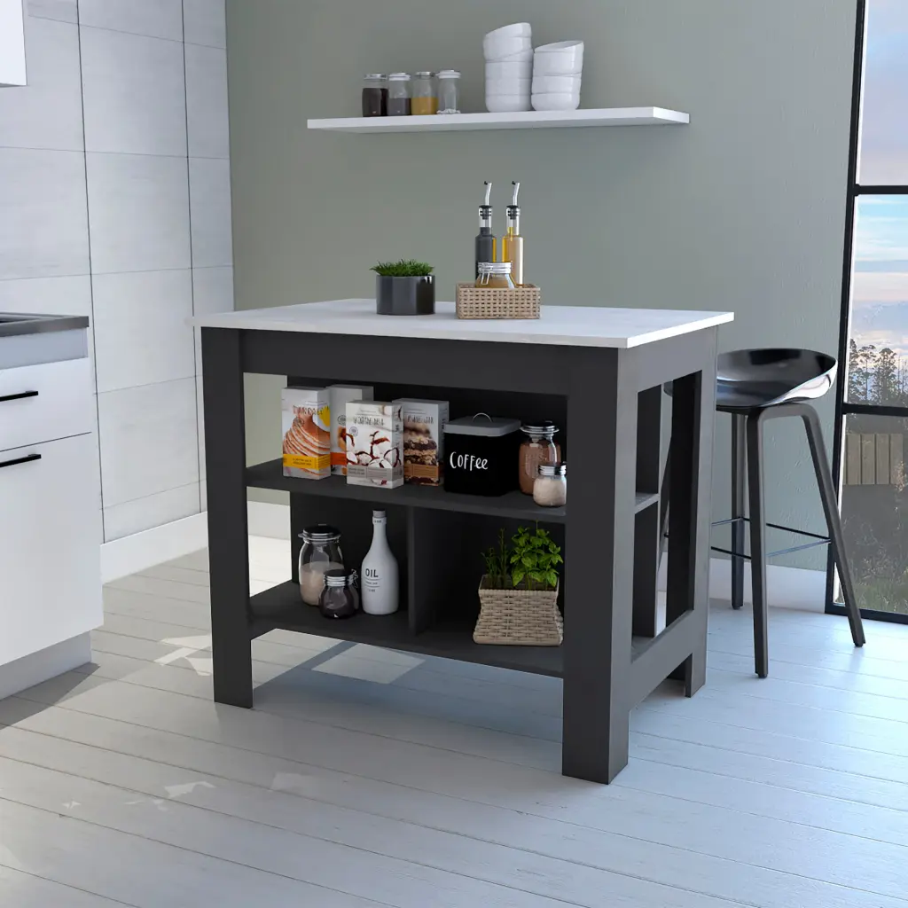Brooklyn Kitchen Island Three Concealed Shelves Multicolor rta mubles colombia