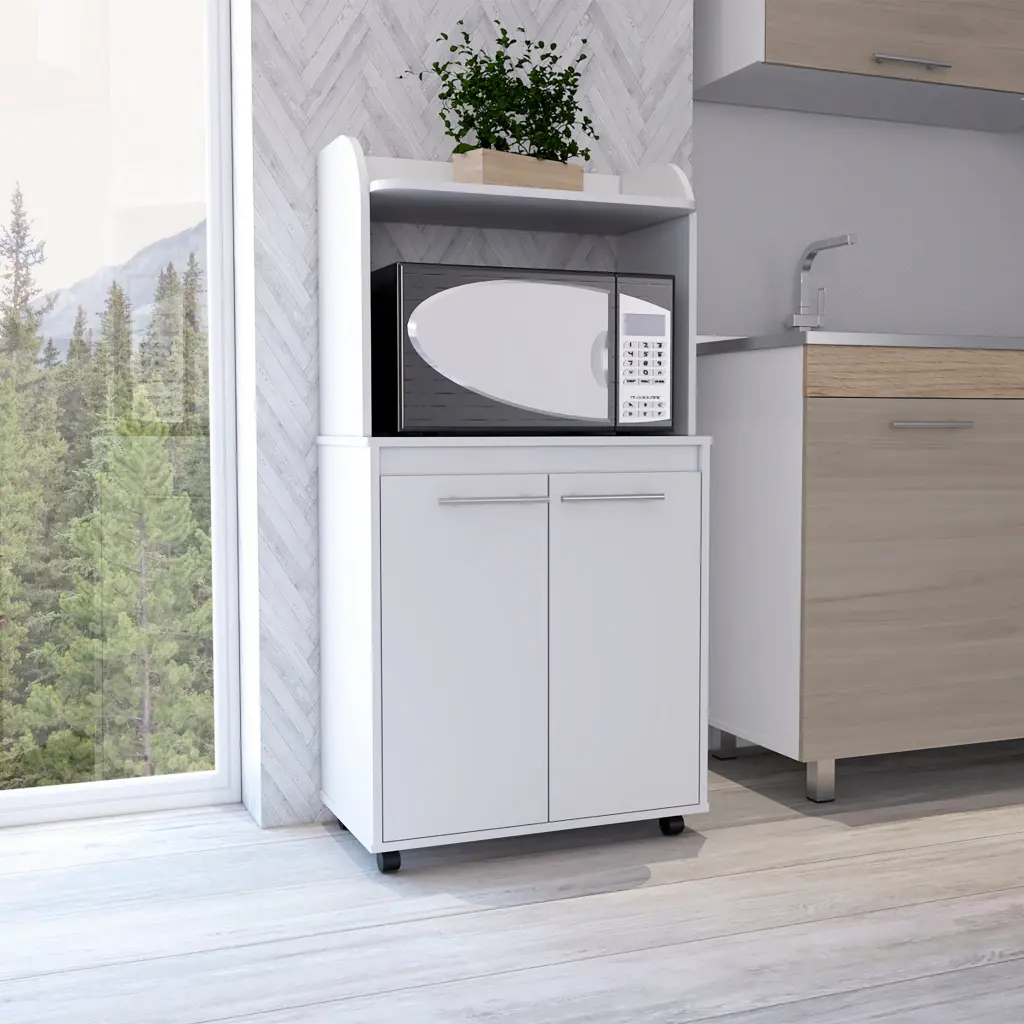 Charlotte 1 Shelf 2 Door Kitchen Pantry White Particle Board Storage furniture max