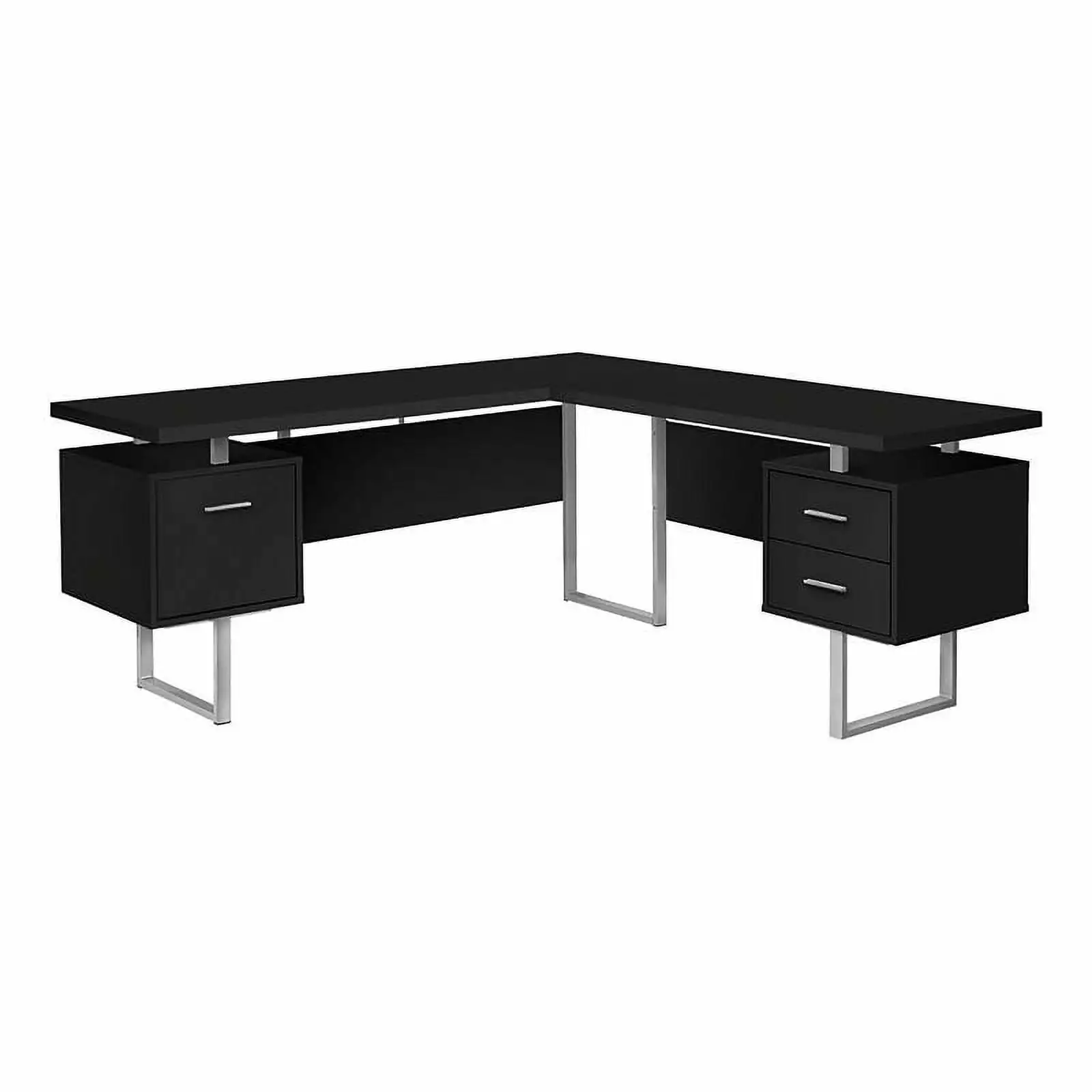 Pemberly Row Contemporary Wood Reversible L Shaped Corner Computer Desk Black