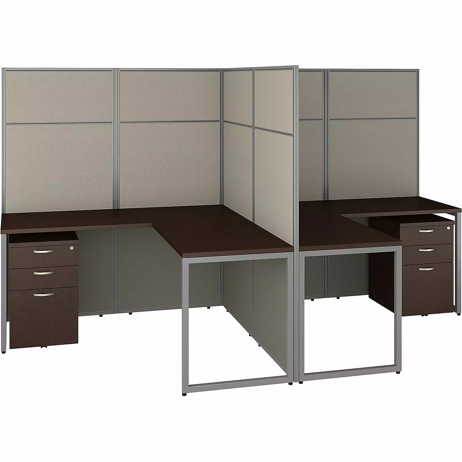 Bush Business Furniture Easy Office 60W 2 Person L Shaped Cubicle Storage BBF