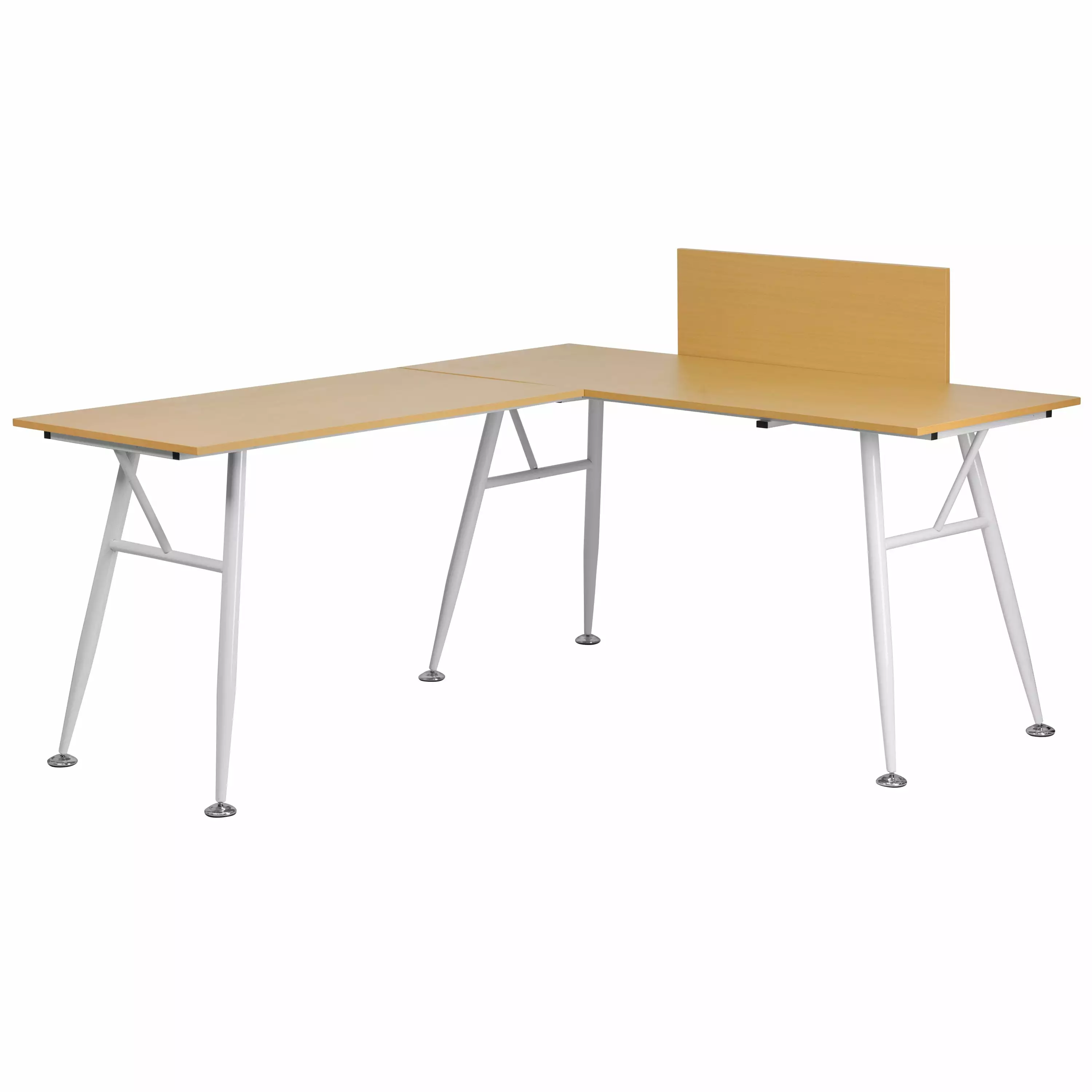 Line Furniture Bran L-shaped Beechwood Computer Desk White Frame Finish