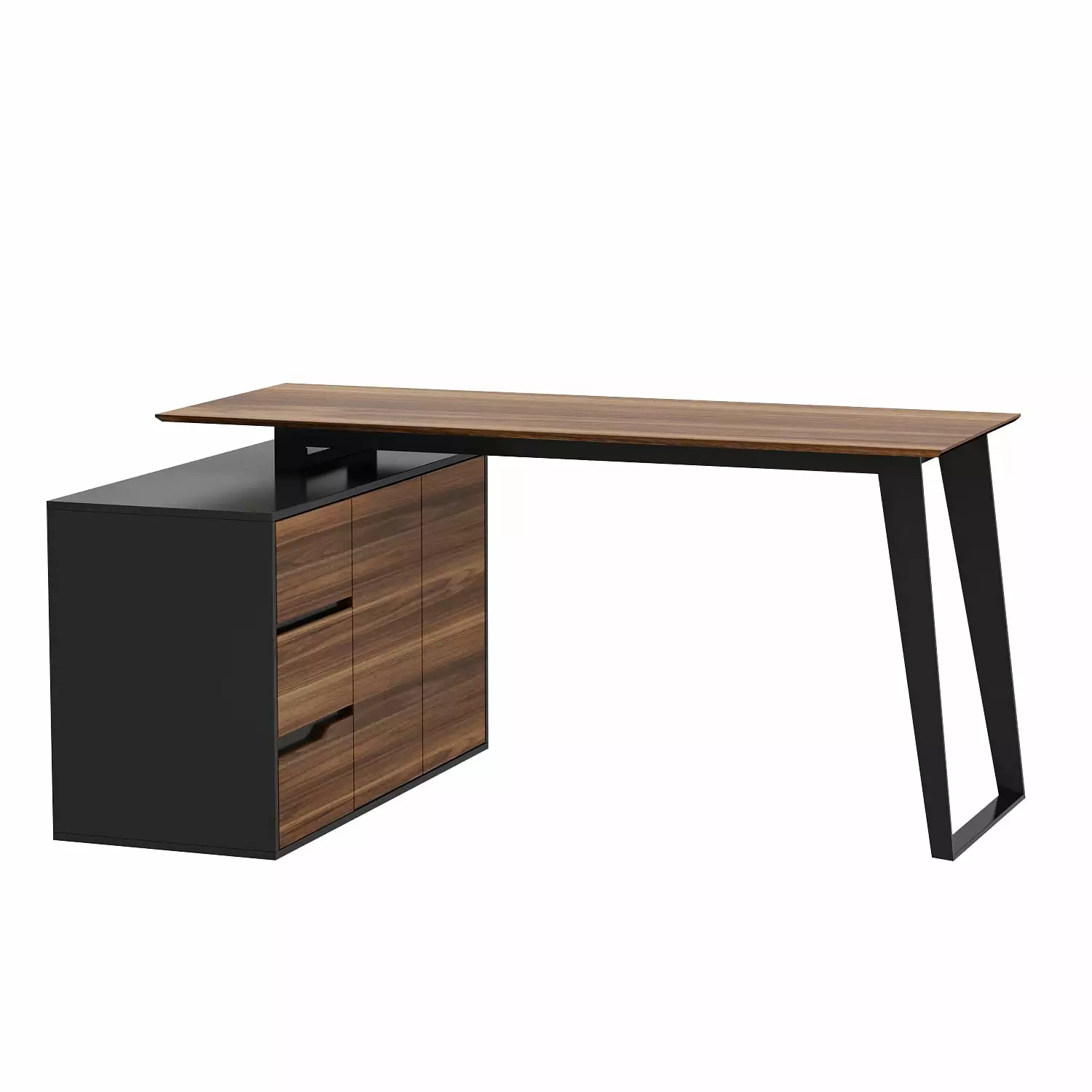 AIEGLE Reversible L Shaped Computer Desk Storage Drawer Rustic Brown Office Desk