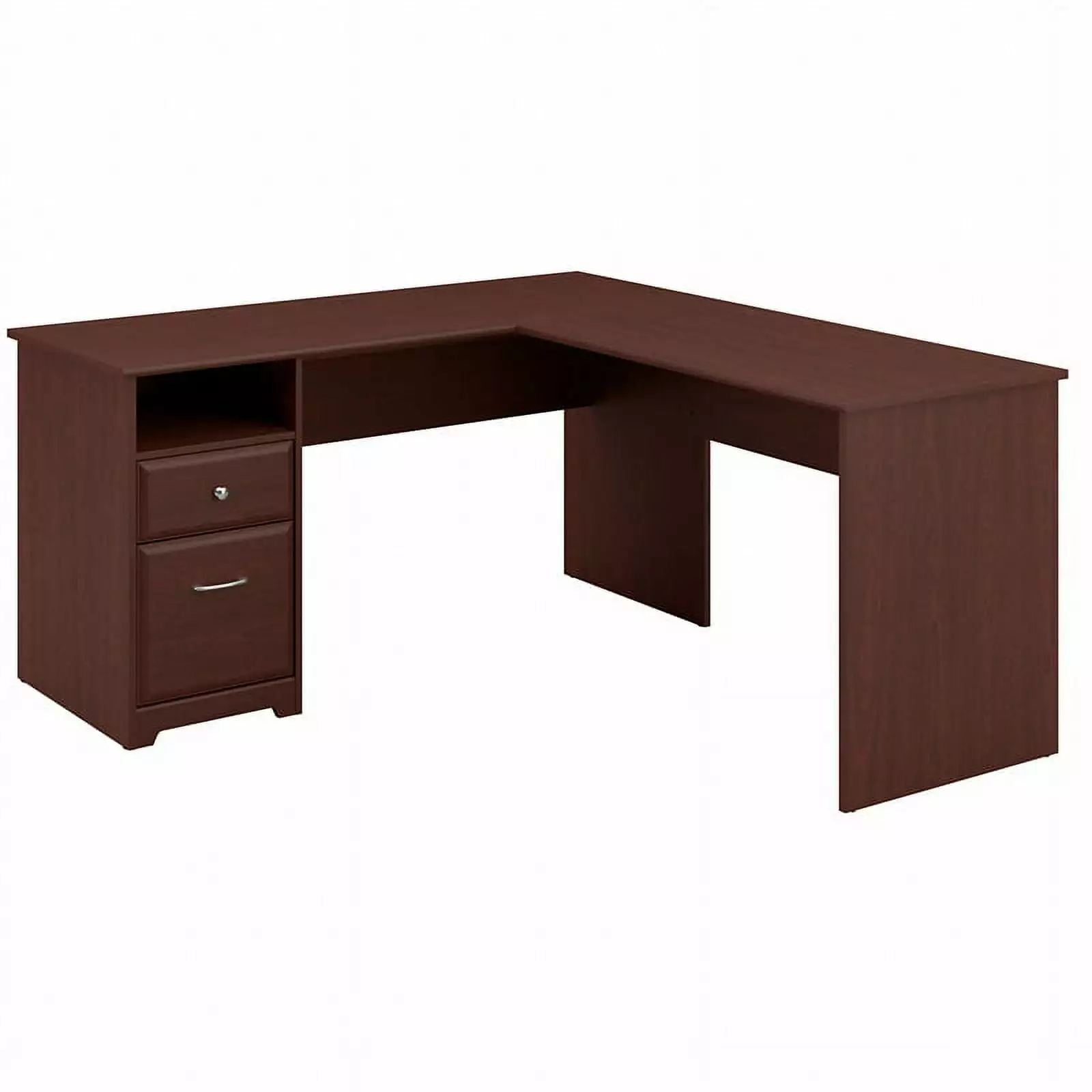 Atlin Designs 60W L Shaped Computer Desk Drawers Harvest Cherry - Modern Home Office Desk