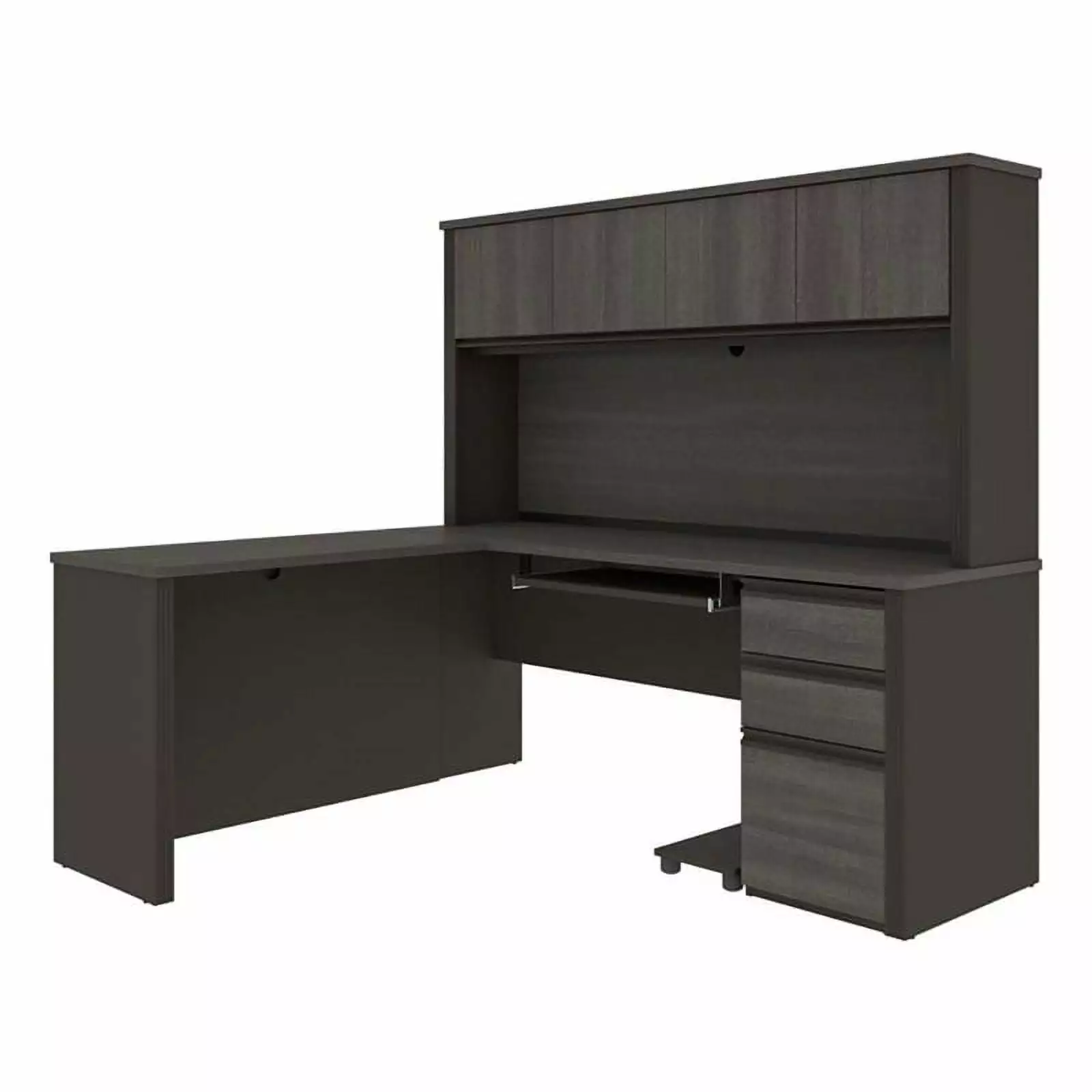 Atlin Designs 5 Piece Wood L-Shaped Computer Desk Hutch Bark Gray