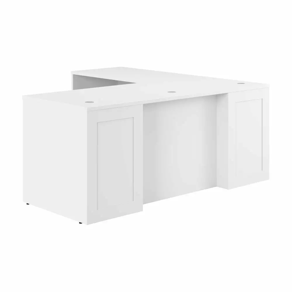 Hampton Heights 72W x 30D Executive L-Shaped Desk White Engineered Wood Office Desk BBF