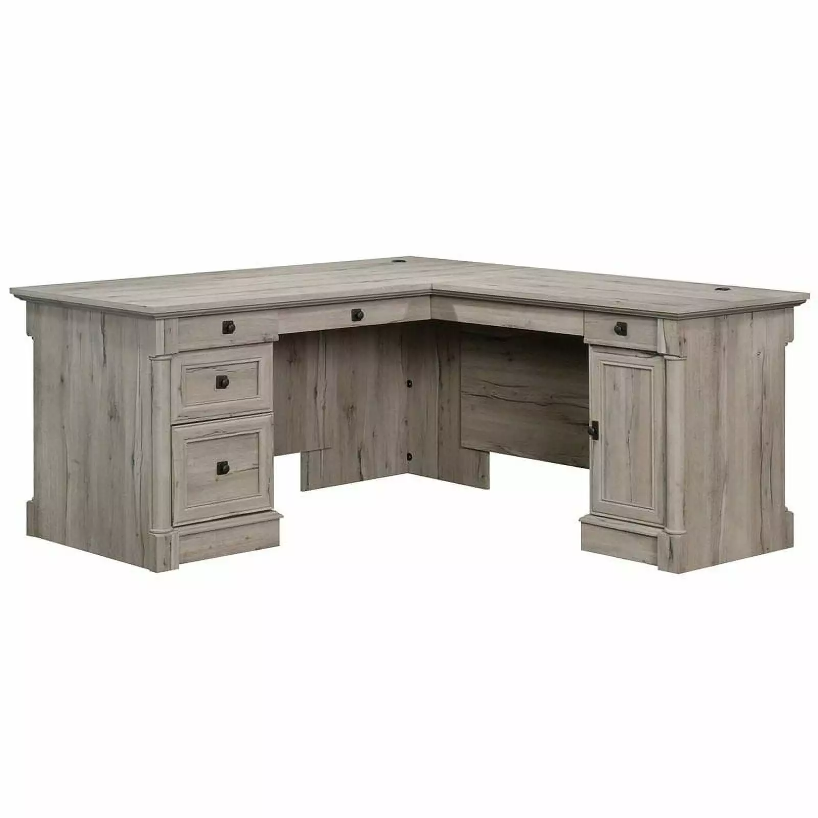 Bowery Hill Contemporary Engineered Wood L-Shaped Computer Desk Split Oak - Durable and Spacious