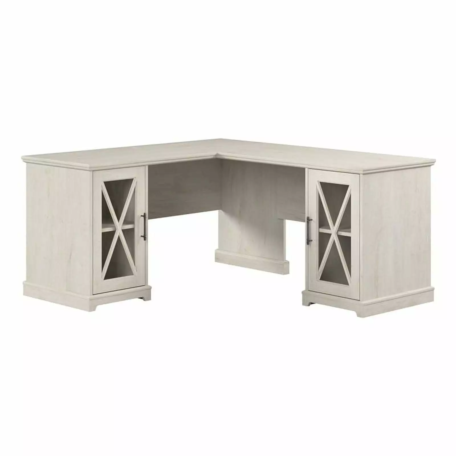 Bowery Hill Engineered Wood L-Shaped Desk Linen White Oak