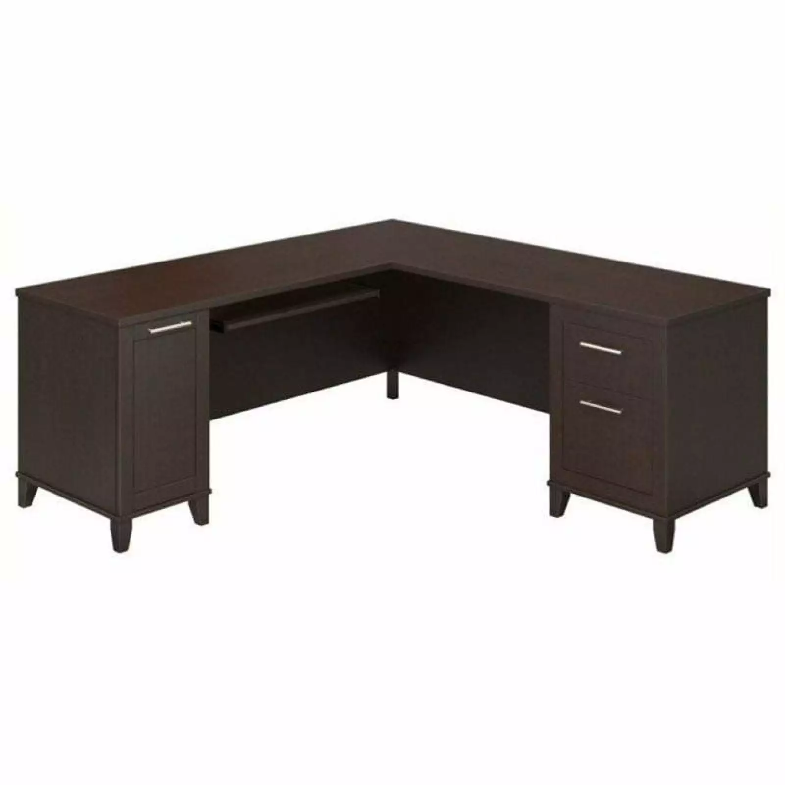 Bowery Hill 71 Inch L-Shaped Desk Mocha Cherry Finish