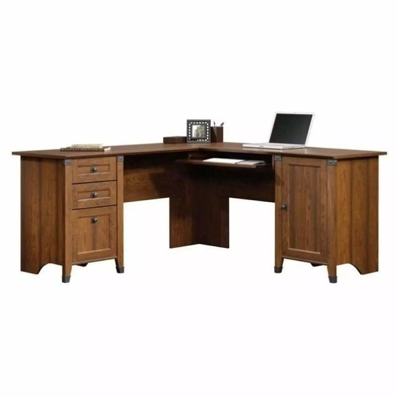 Bowery Hill L-Shaped Home Office Computer Desk Washington Cherry