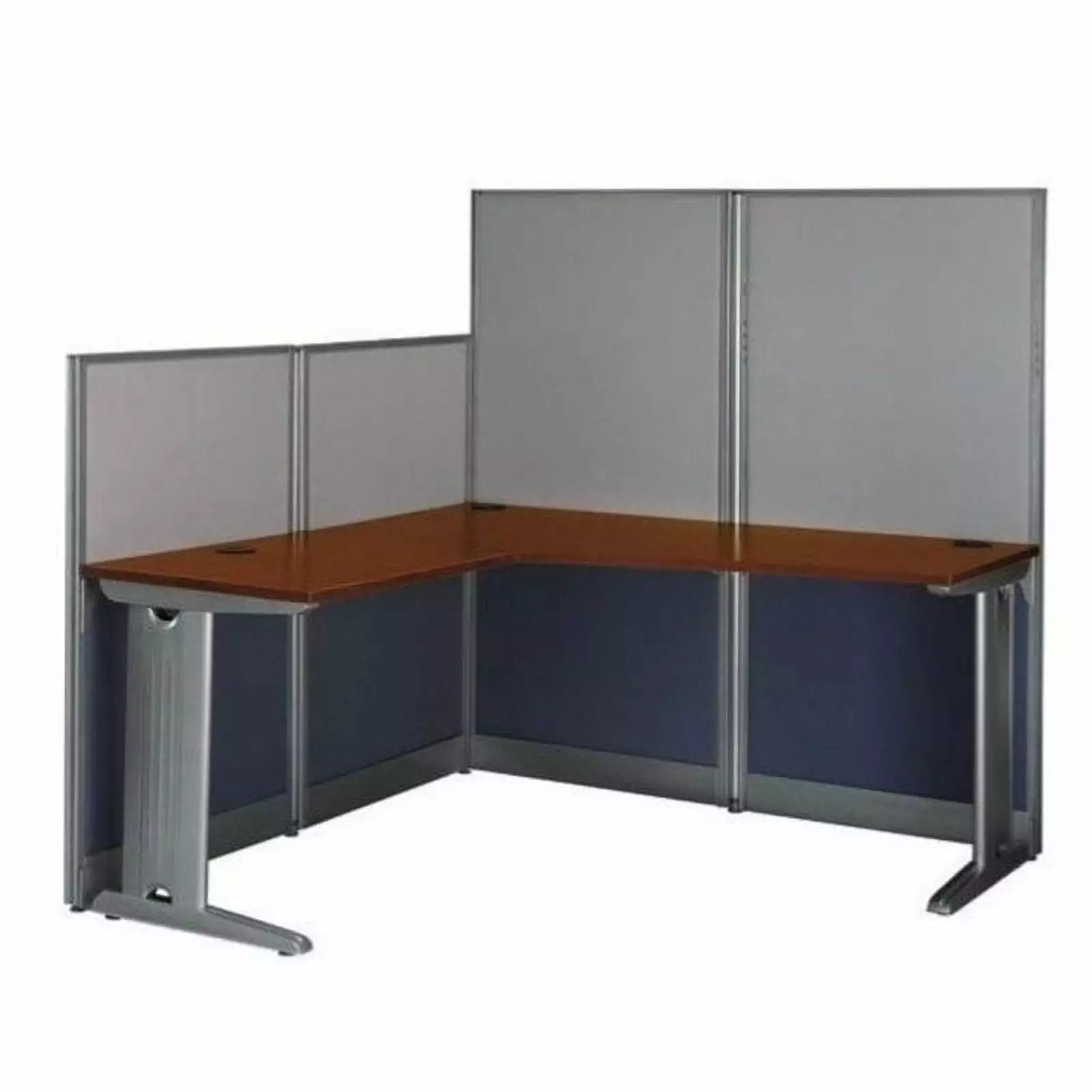 Bowery Hill L-Shaped Workstation Hansen Cherry - Wood Office Desk Storage