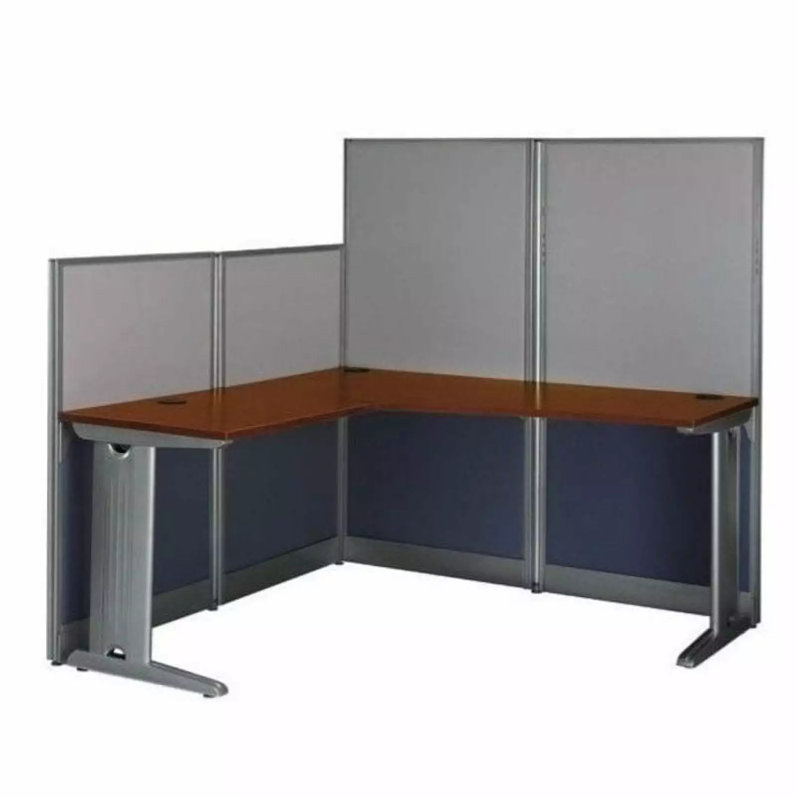 Bowery Hill L-Shaped Workstation Hansen Cherry - Ergonomic Office Desk Ample Workspace