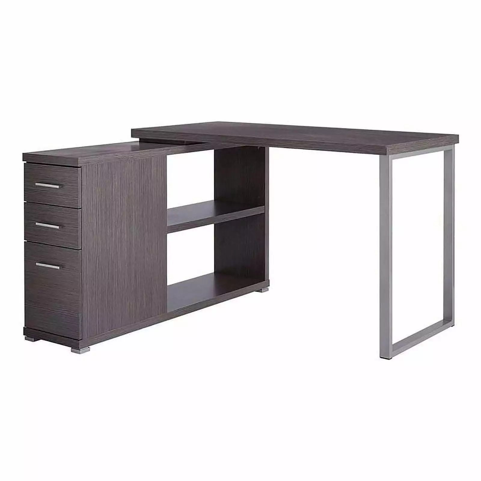 Bowery Hill Modern Engineered Wood L Shaped Computer Desk Gray
