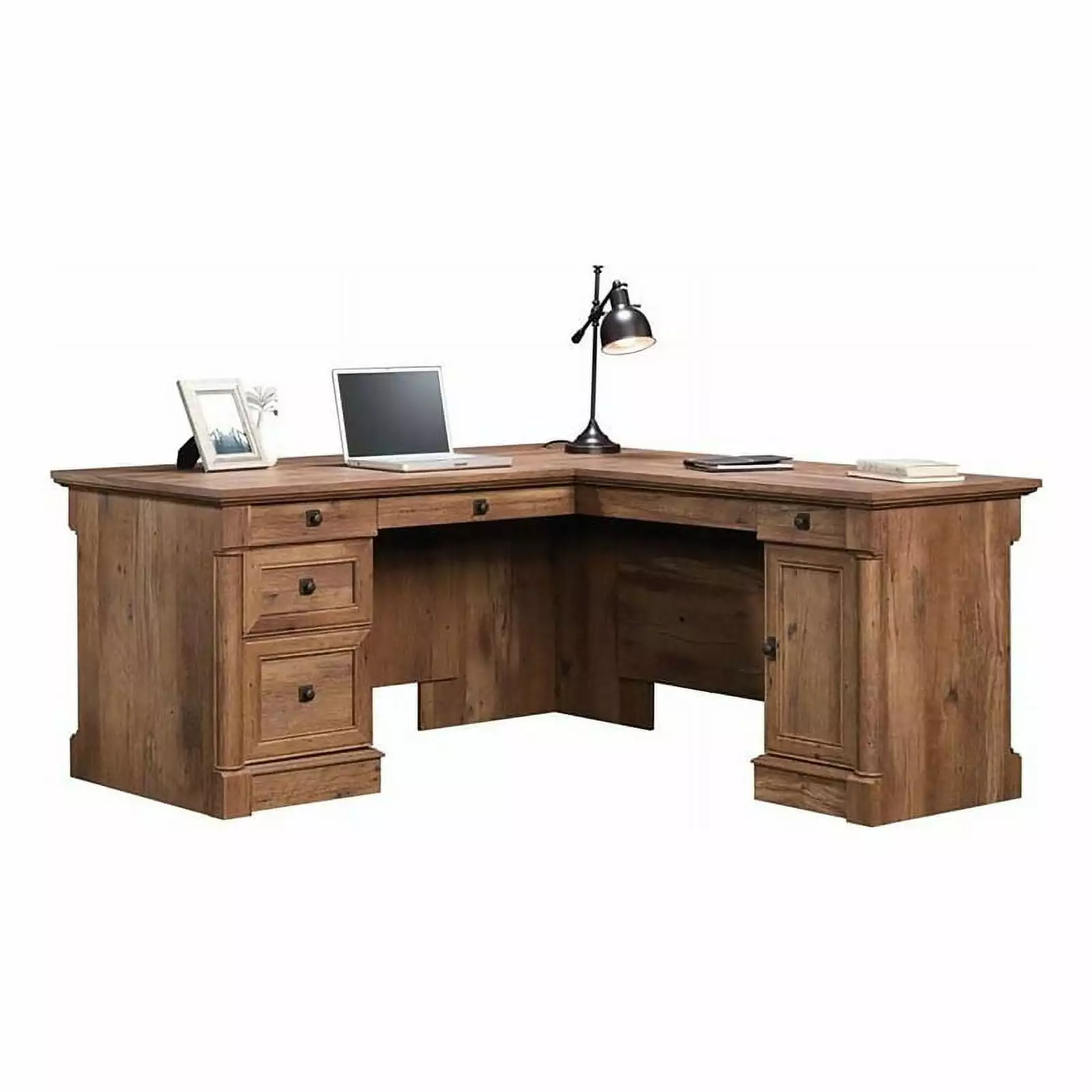 Bowery Hill Vintage Oak Contemporary Wood L Shape Computer Desk Modern Office