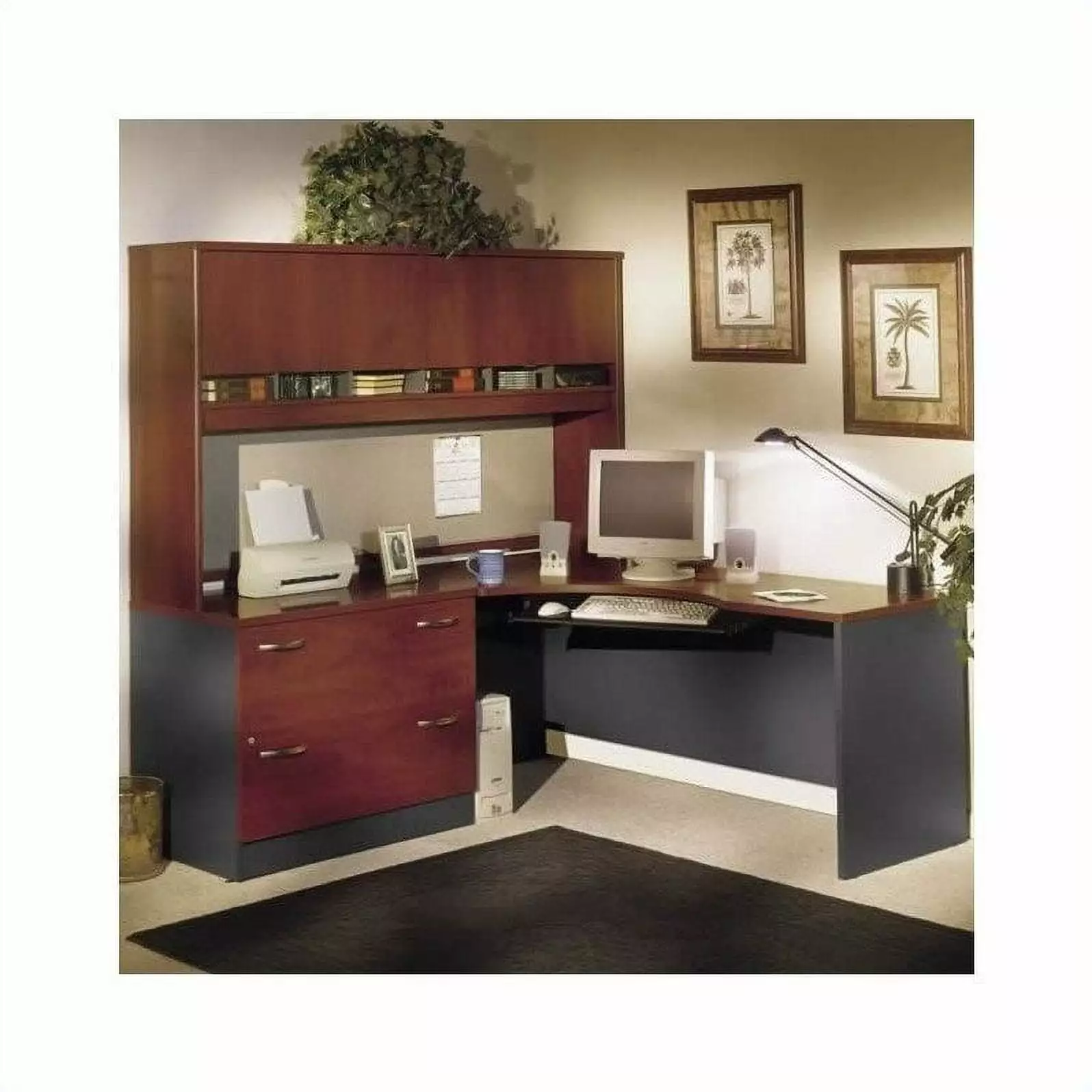 Bush Business Furniture Corner L-Shape Desk Hansen Cherry Finish