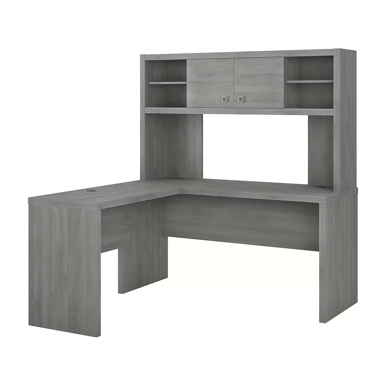 Echo L Shaped Desk Hutch Modern Gray - Engineered Wood Home Office Furniture Bush Business Furniture