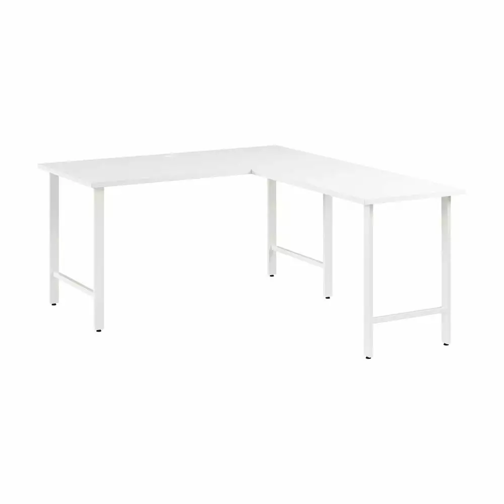 Hustle 60W L Shaped Computer Desk Metal Legs White Bush Business Furniture