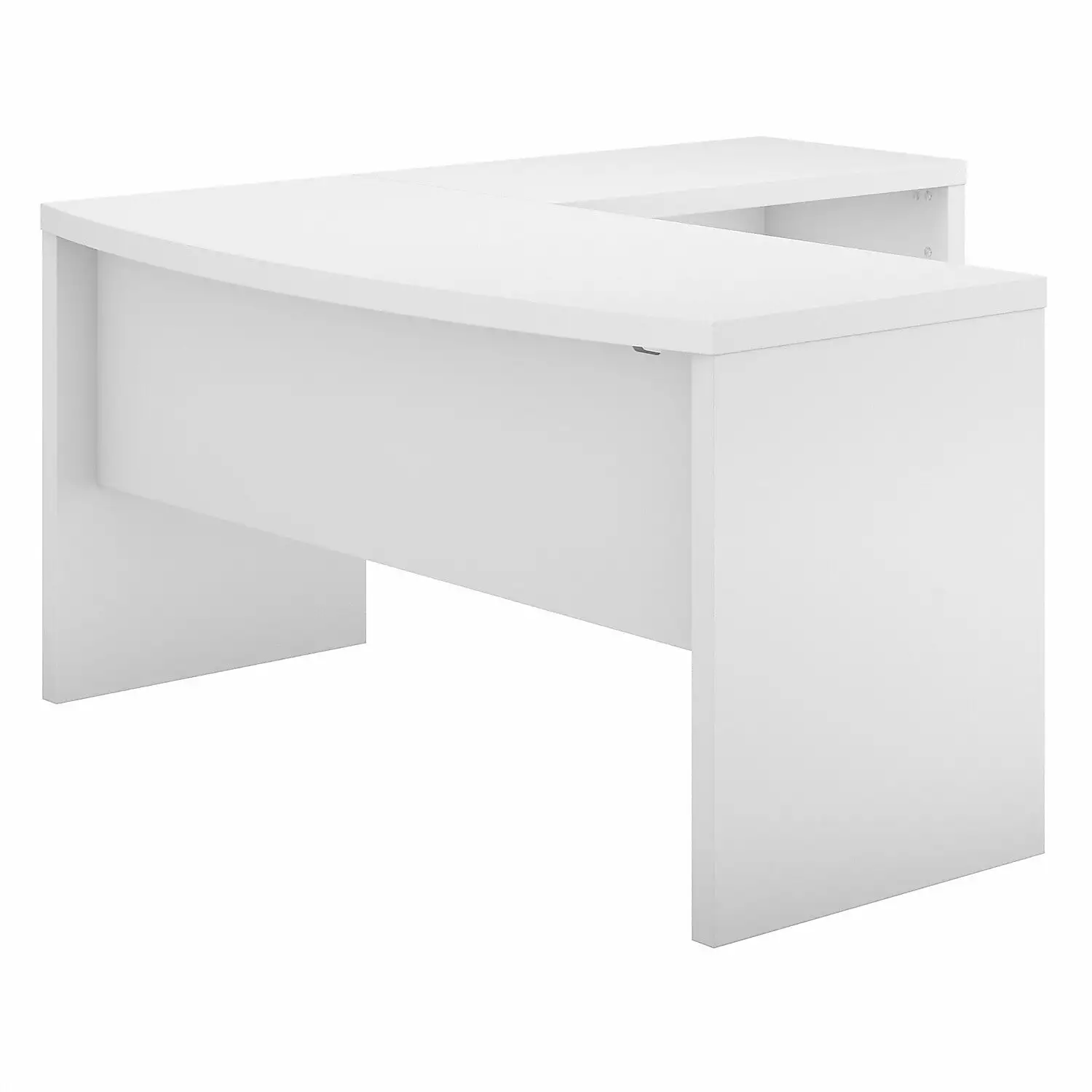 Kathy Ireland Echo Bow Front L Shaped Wood Desk Pure White Bush Business Furniture