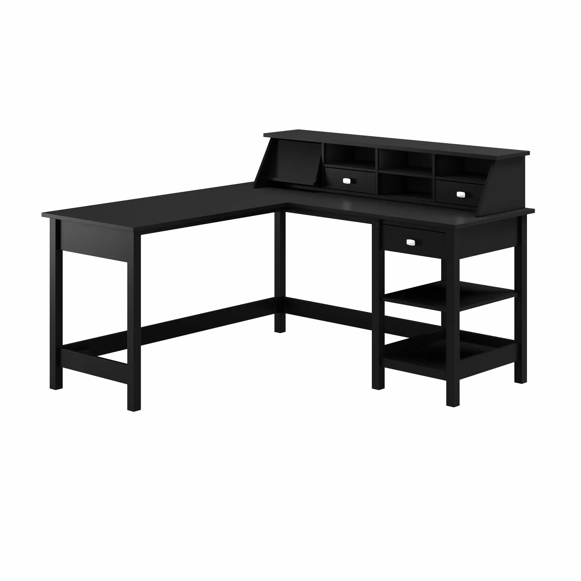 Bush Furniture Broadview 60W L Shaped Computer Desk Storage and Desktop Organizer Classic Black