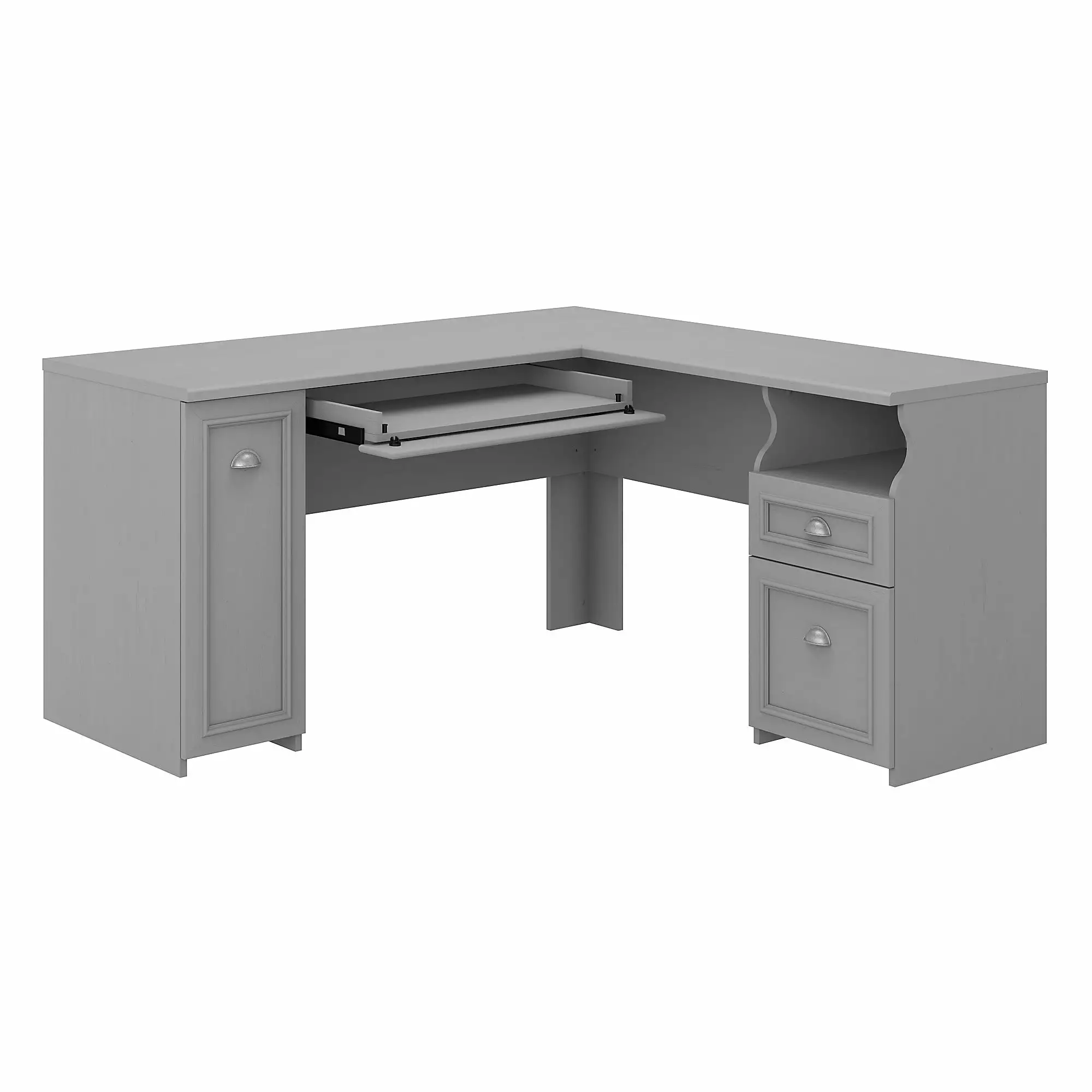 Bush Furniture Fairview 60W L Shaped Desk Drawers Gray