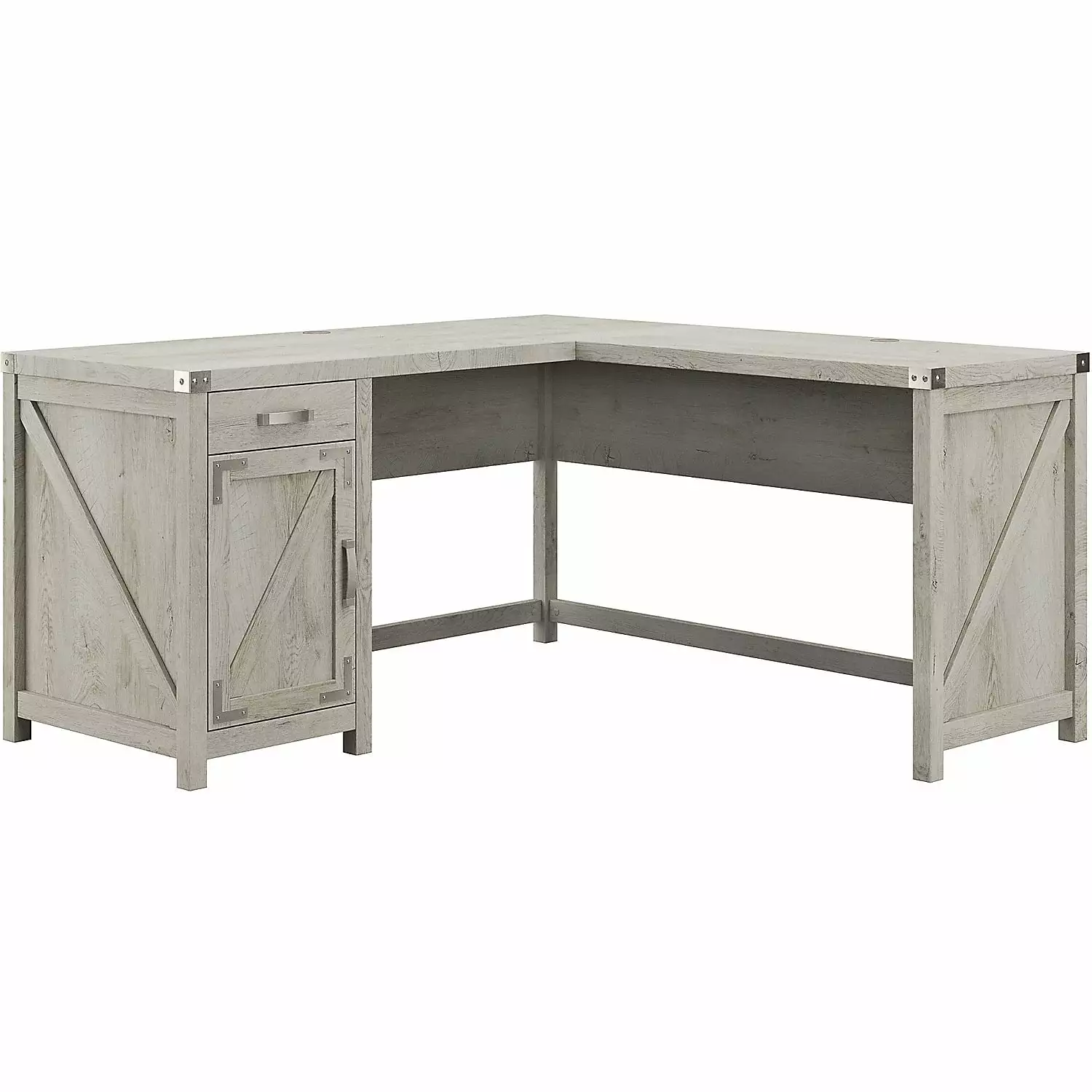 Bush Furniture Knoxville 60W L Shaped Desk Storage Cabinet Cottage White