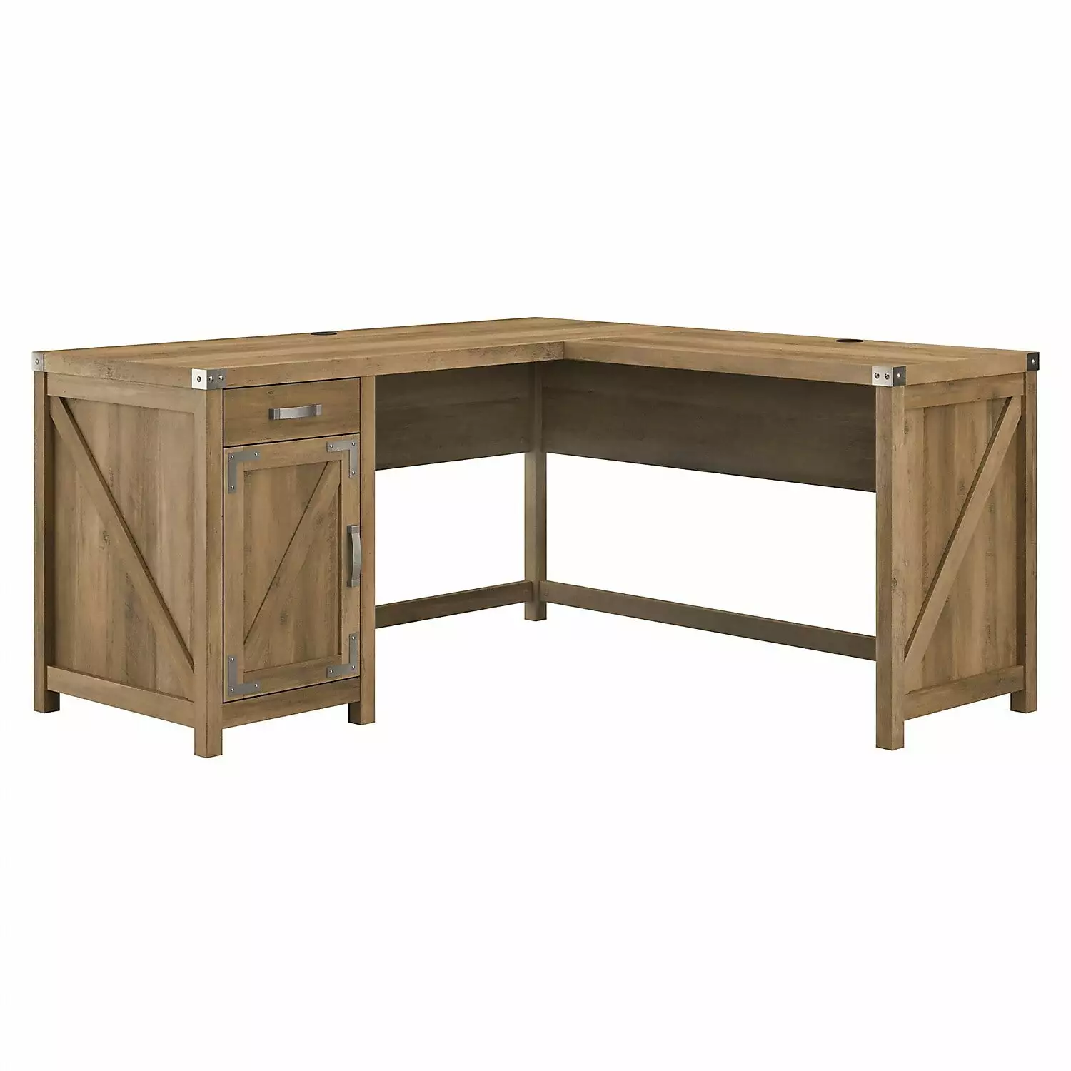 Bush Furniture Knoxville 60W L Shaped Desk Cabinet Reclaimed Pine - Rustic Office Desk