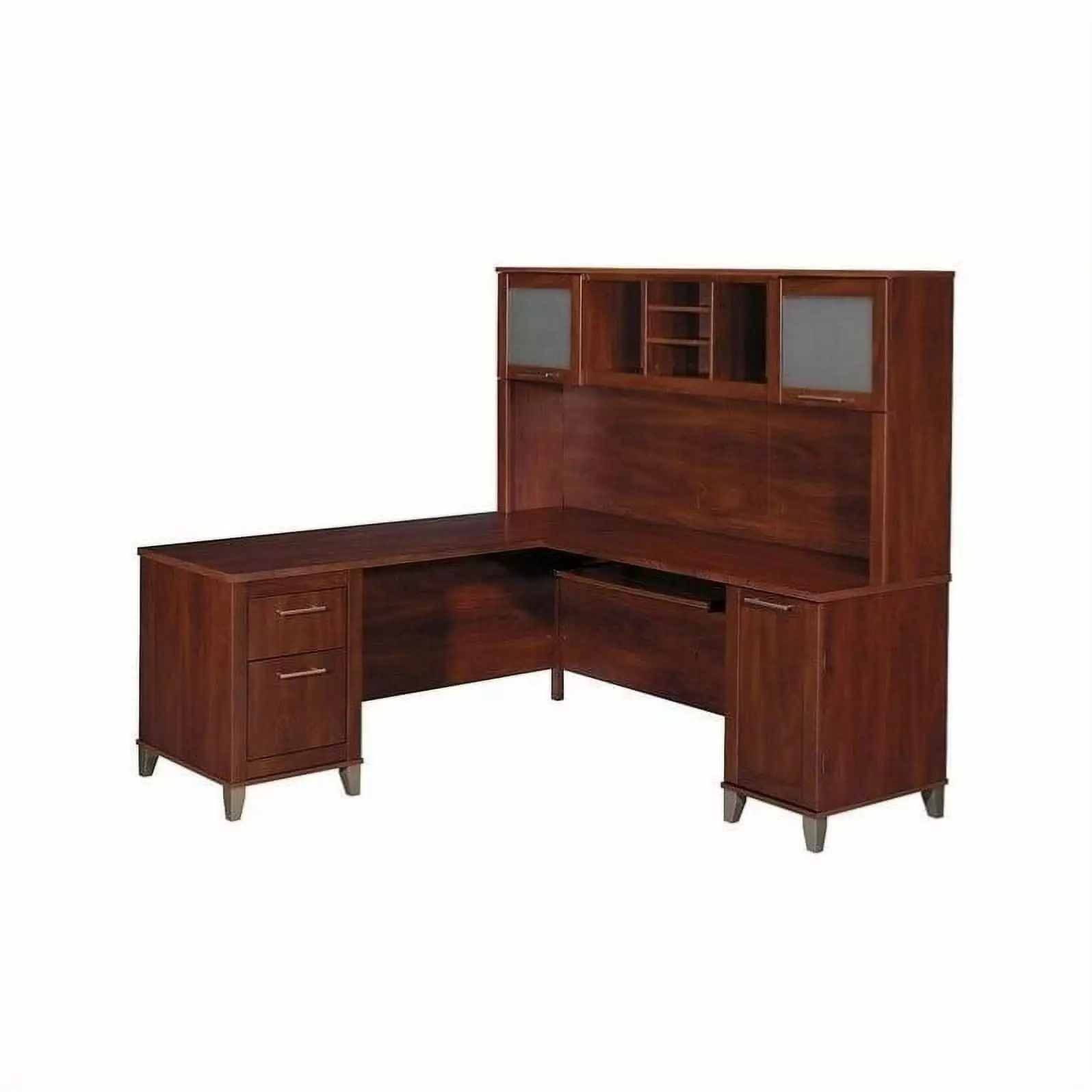 Bush Furniture Somerset 71 Inch L Shaped Computer Desk Hutch Hansen Cherry