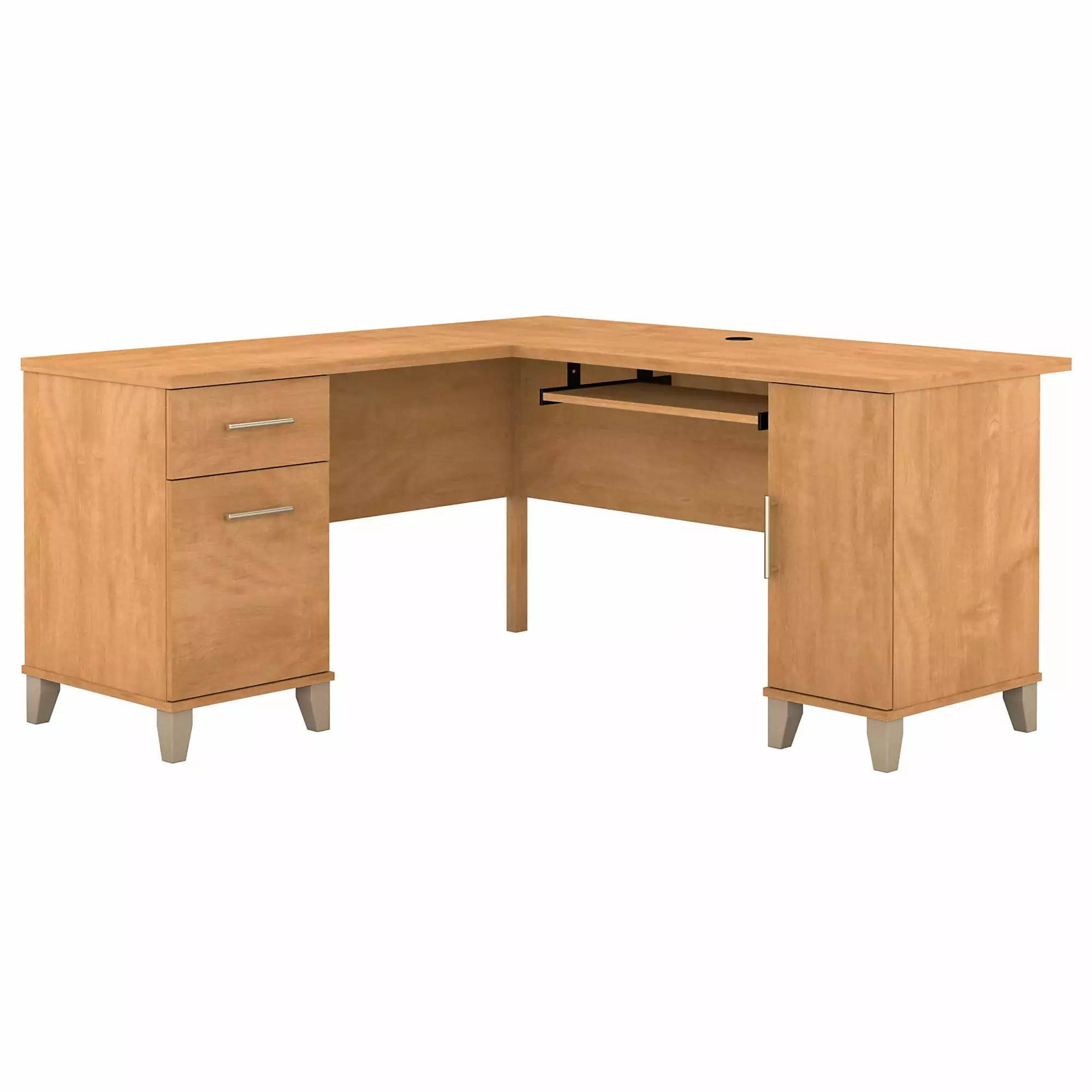 Bush Furniture Somerset 60 L Shaped Desk Storage Maple Cross