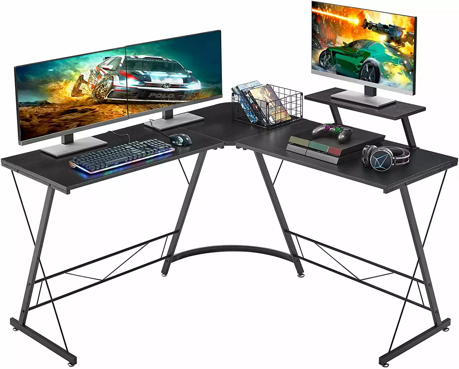 50.8 Inch L Shaped Computer Corner Desk Large Monitor Stand Home Gaming and Office Cailine