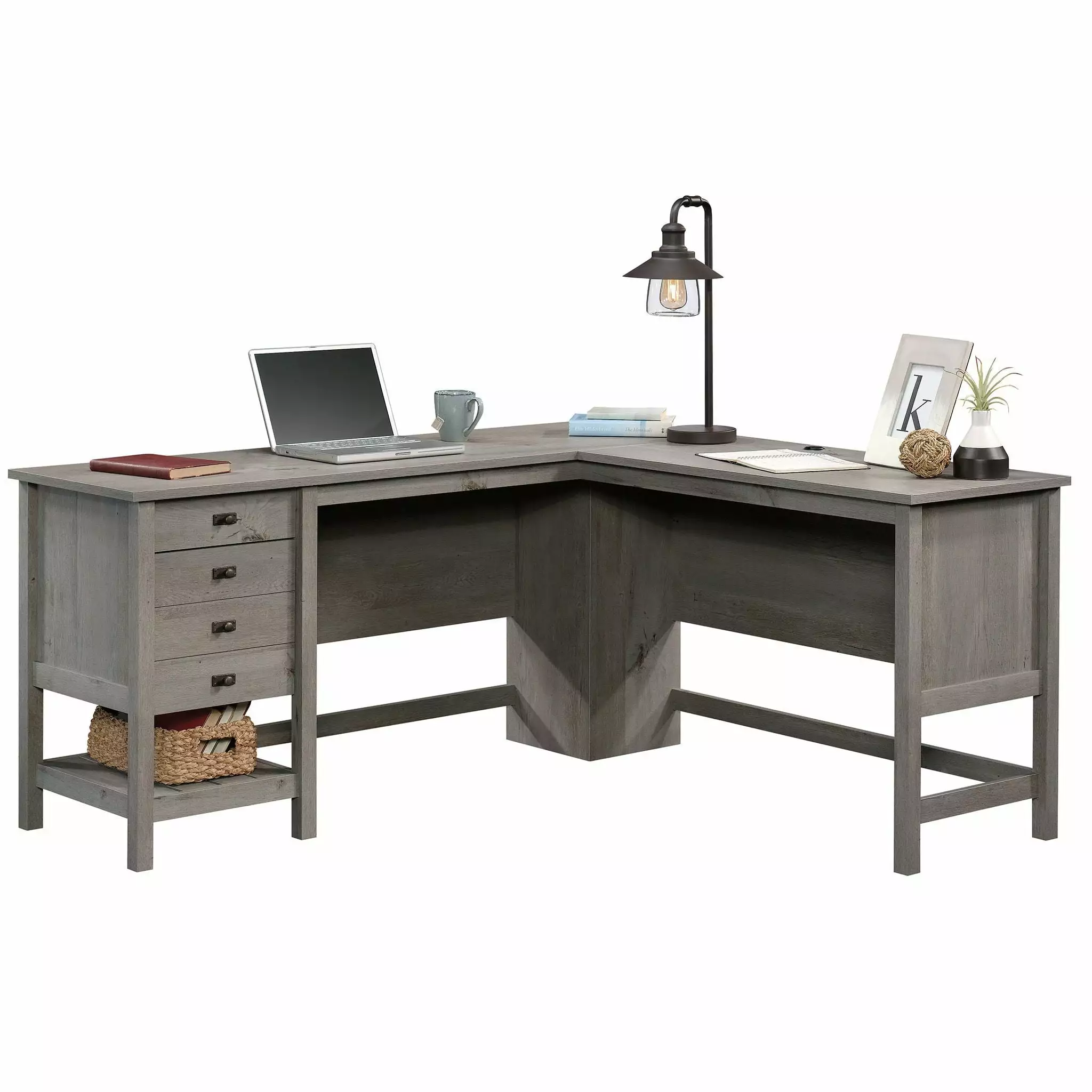 CasaSole 65 Wide L-Shaped Desk Mystic Oak Home Office Desk