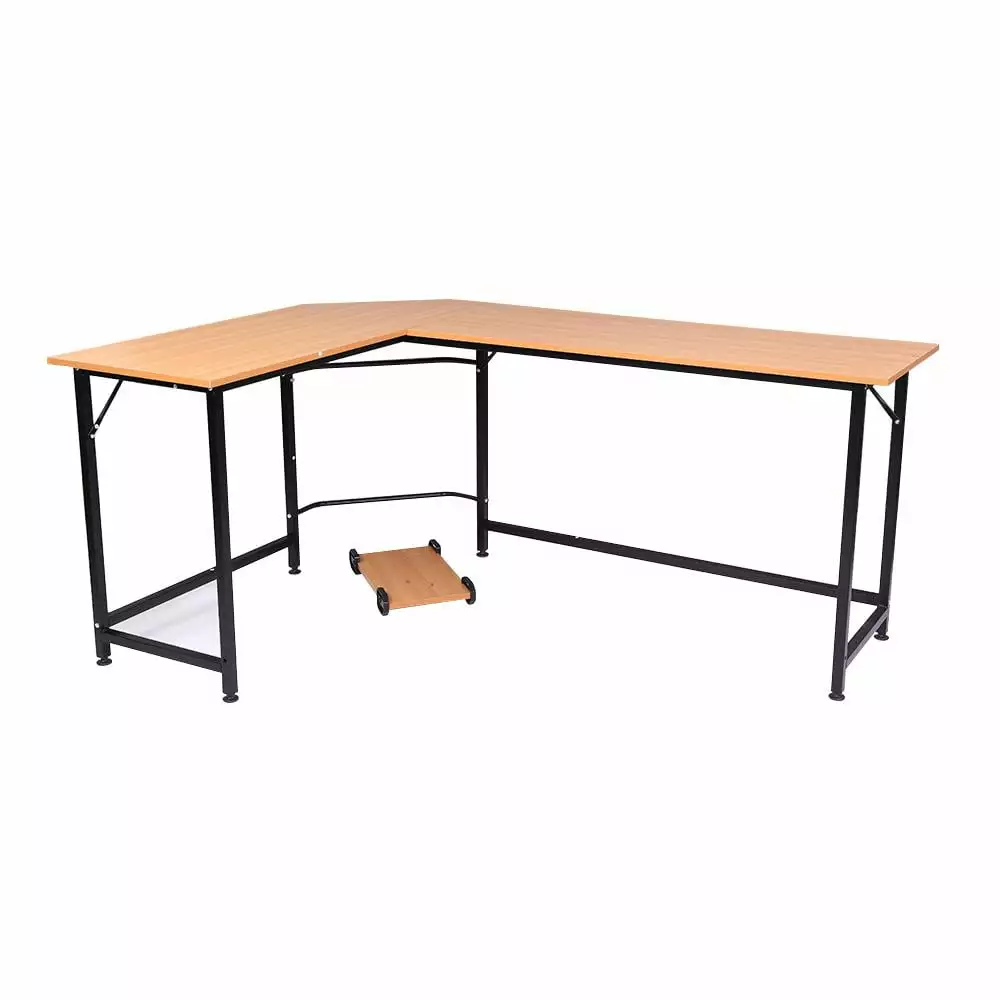UBesGoo L-Shaped Desk Corner Computer Desk Large Size Home Office Study Workstation Wood & Steel PC Laptop Gaming Table FCH