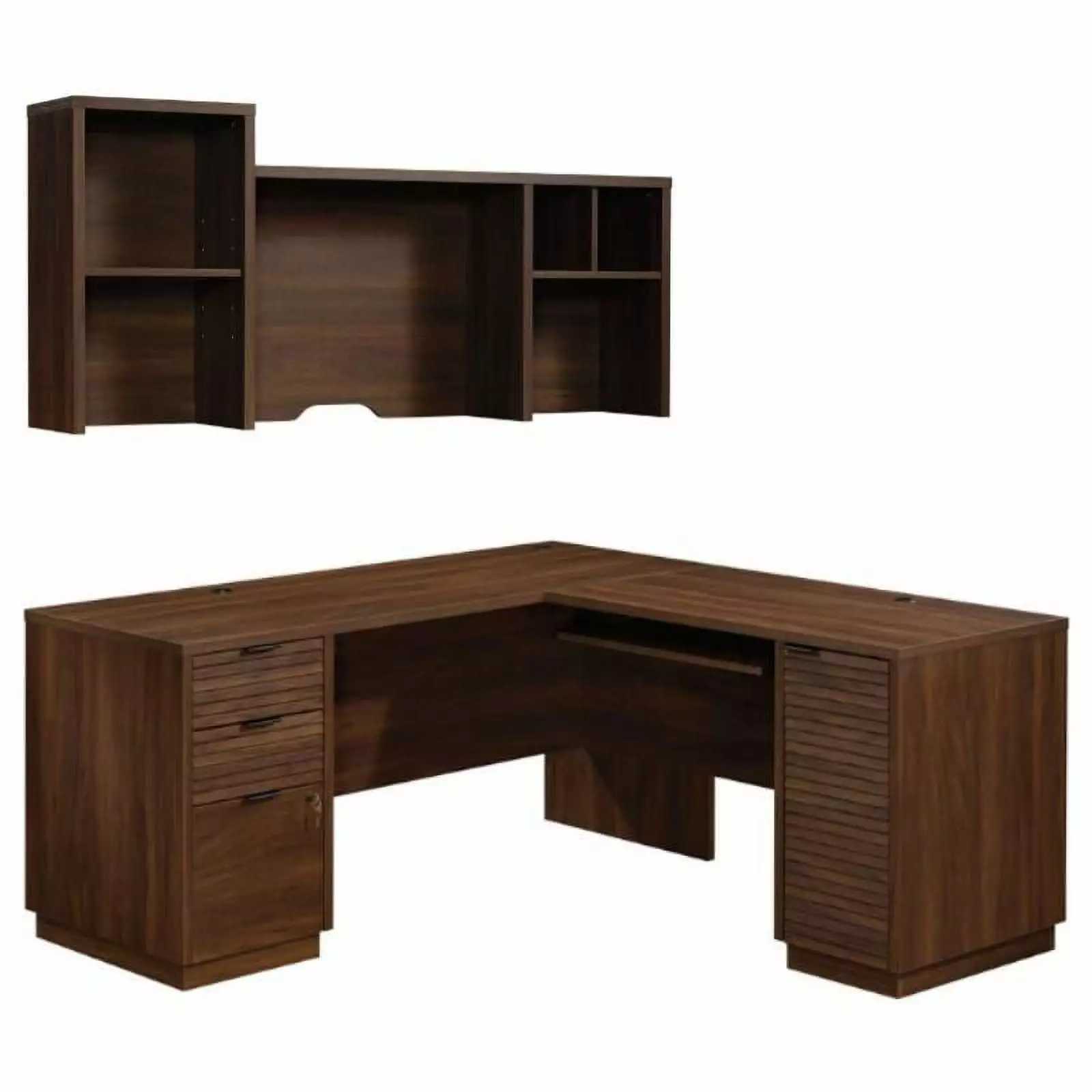 Home Square 2-Piece L-Shaped Desk Computer Desk Hutch Chalked Oak