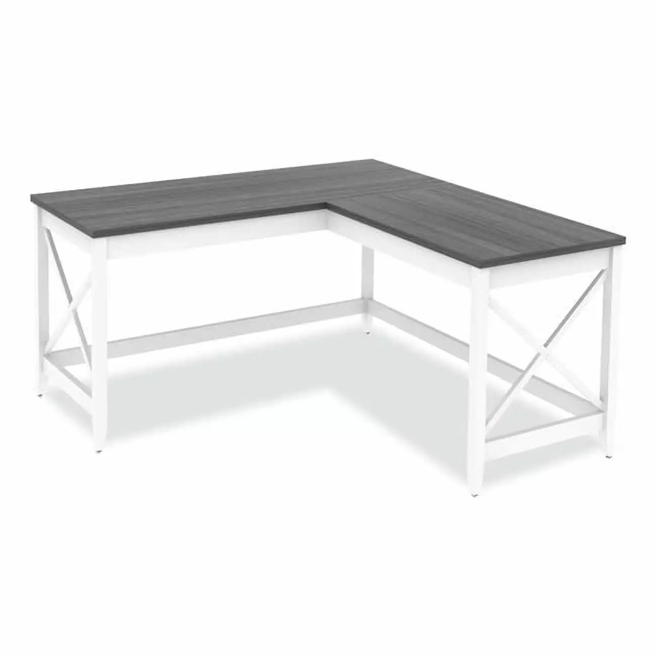 L-Shaped Farmhouse Desk 59 x 59 x 29.53 Gray White Home Office Workstation Kd Muebles De Dormitorio