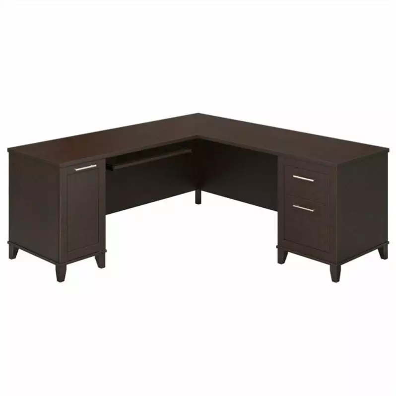 Kingfisher Lane 71 L-Shaped Desk Mocha Cherry - Spacious Home Office Desk