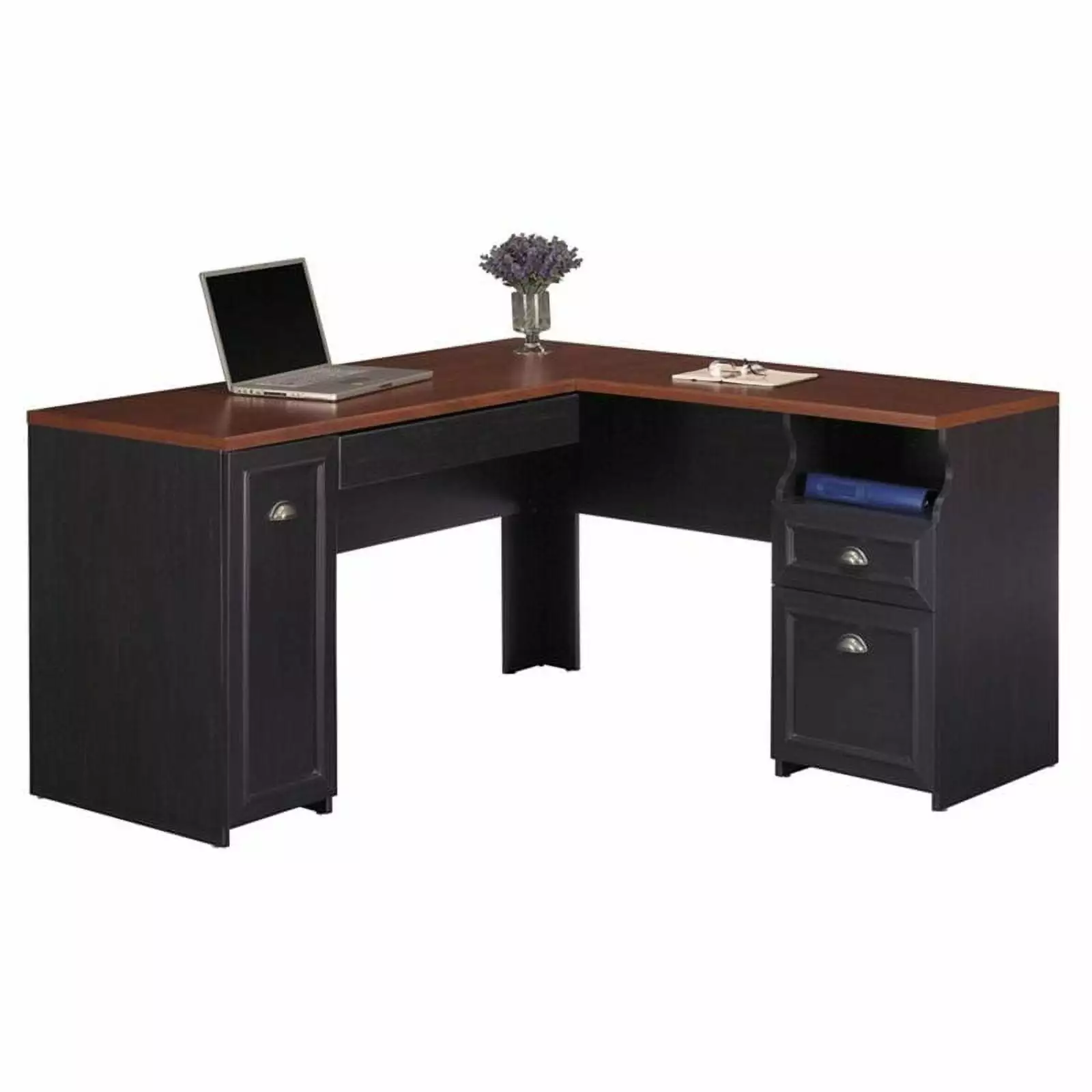 Kingfisher Lane L-Shaped Wood Computer Desk Black