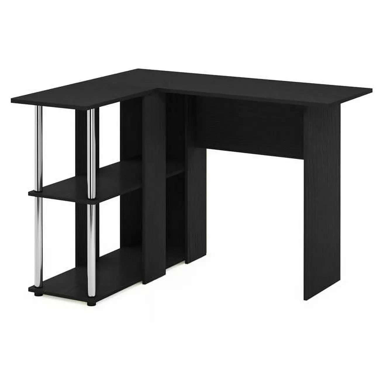 Abbott L-Shape Desk Bookshelf Americano and Stainless Steel Tubes Home Office Lauren Ralph Lauren