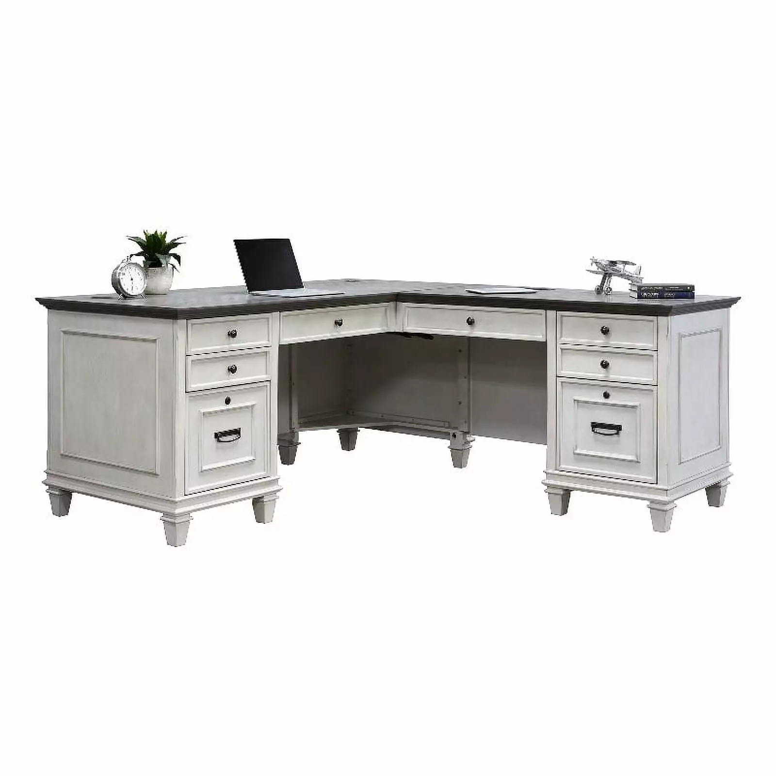 Hartford Wood L-Desk and Return Writing Table Home Office White Martin Furniture