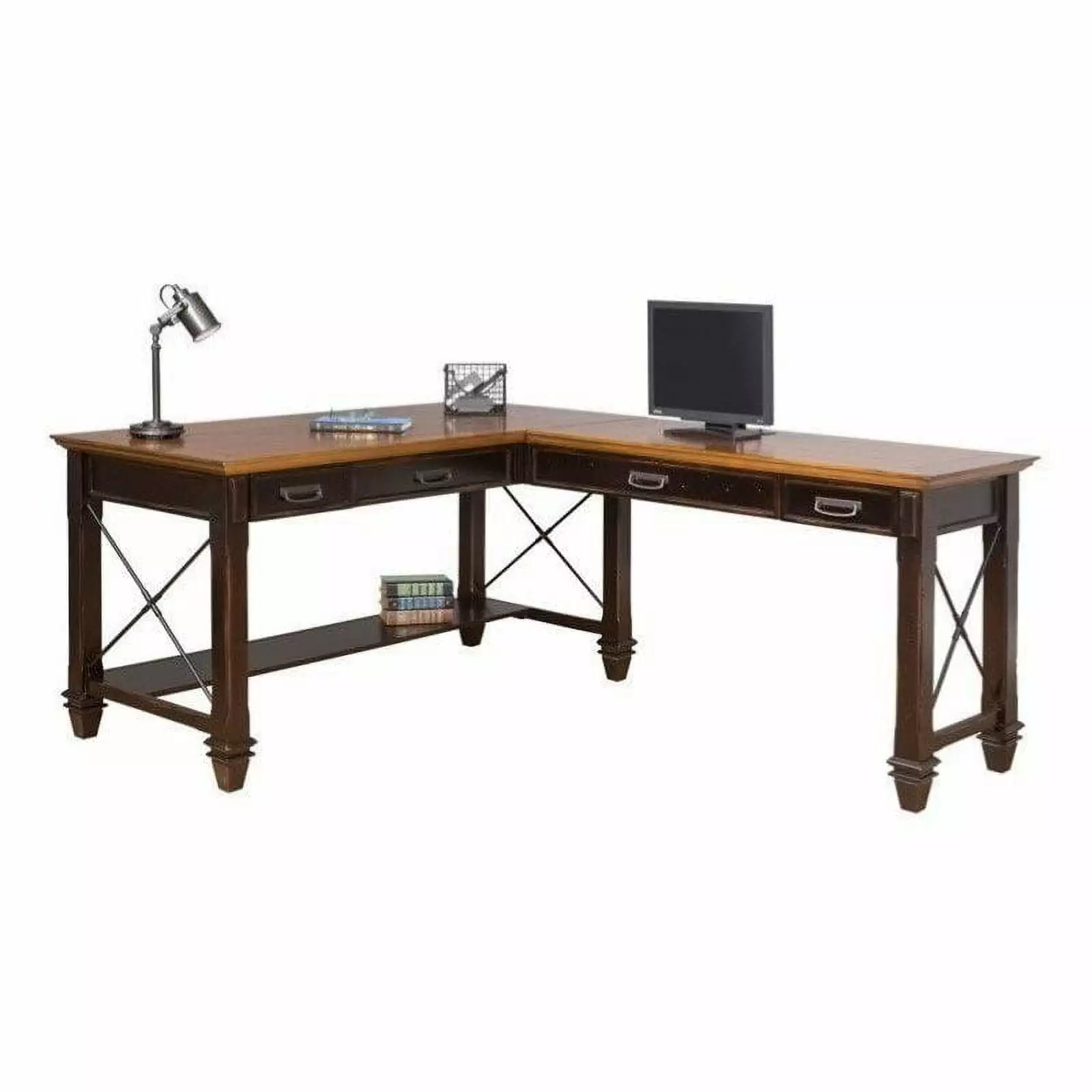 Martin Furniture Hartford Wood 60 L-Shaped Desk Brown - Sturdy Home Office Desk