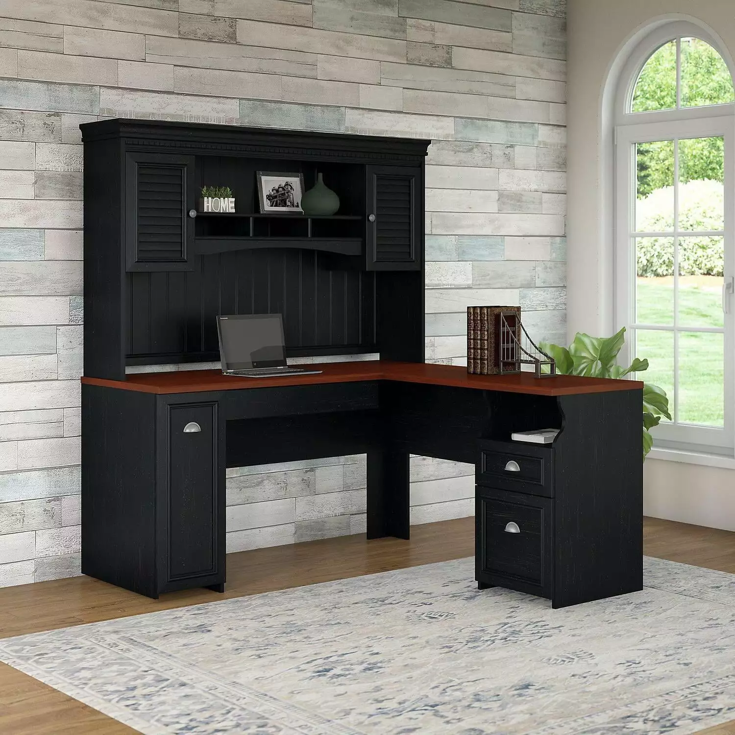 Maykoosh Renaissance Romance L Shaped Desk Hutch - Elegant Home Office Desk