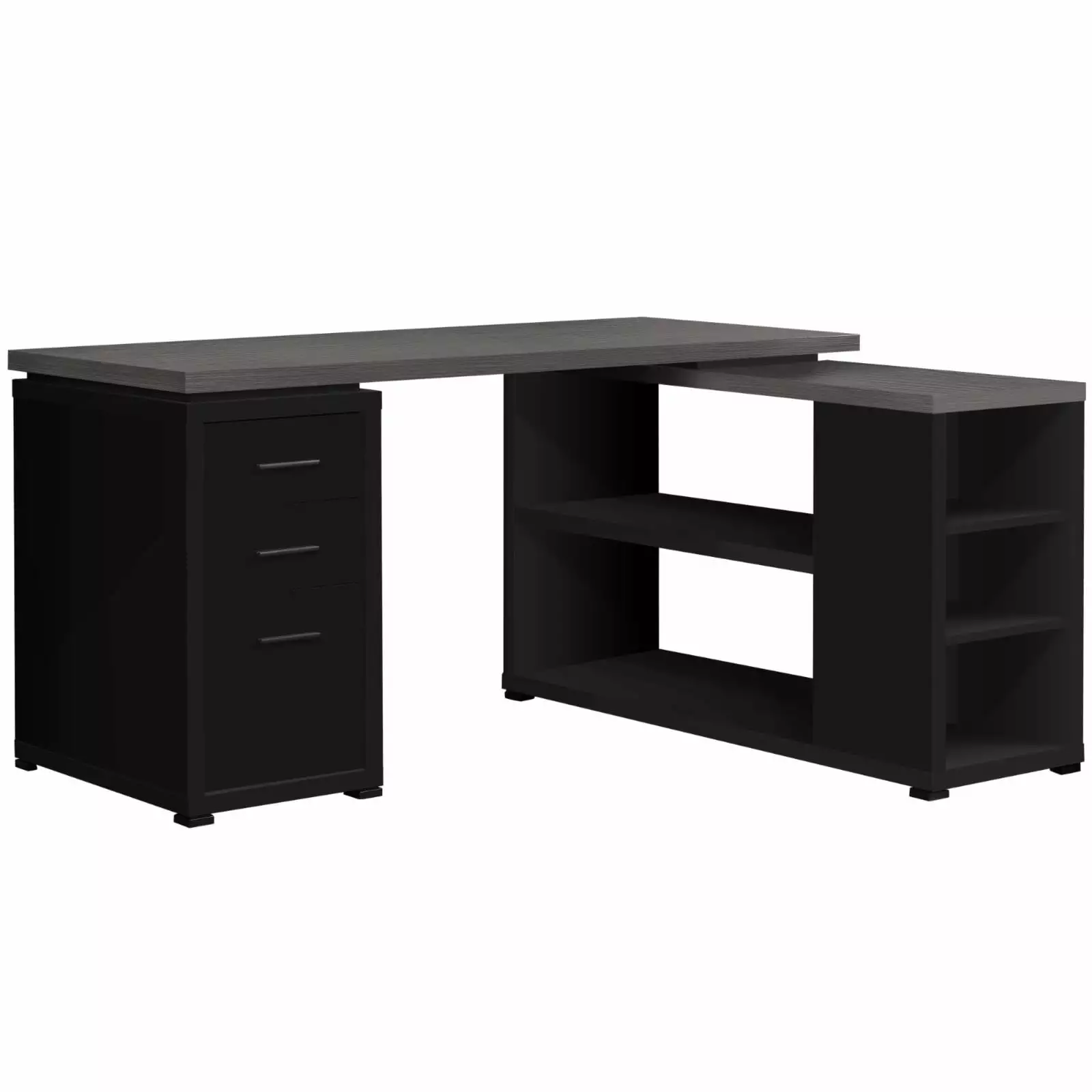 Monarch Specialties L-Shaped Computer Desk Drawers and Shelves